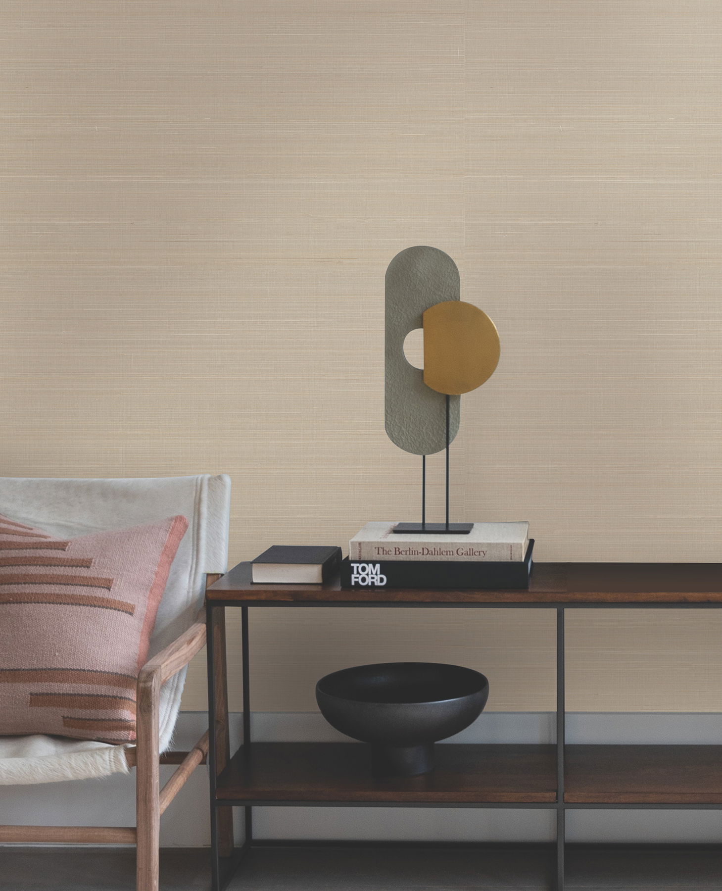 Abaca Weave Beige Wallpaper large image 