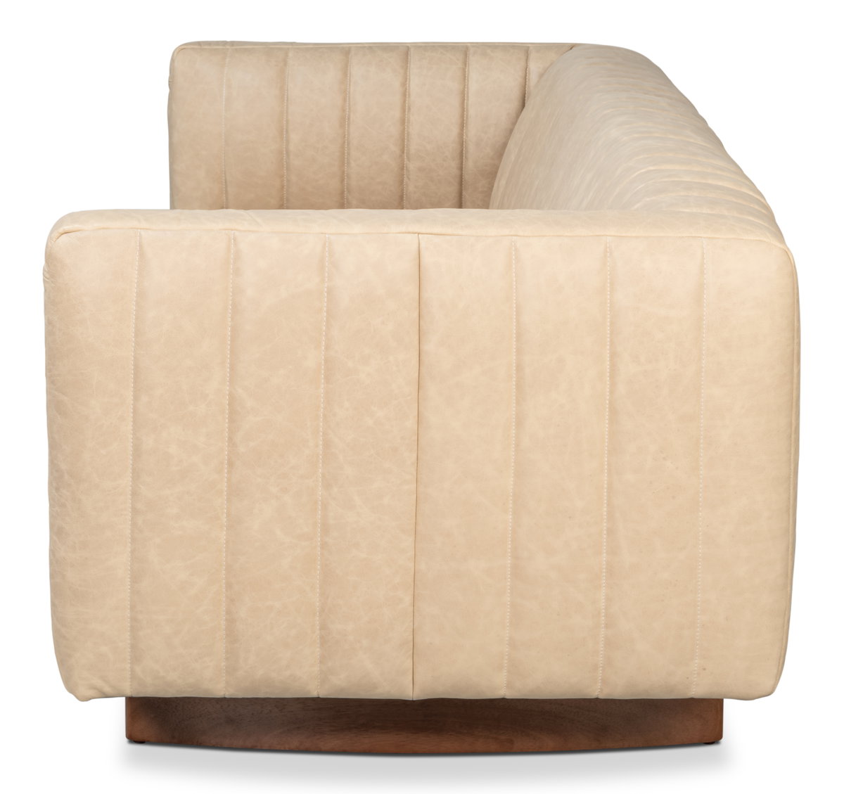 Denys Leather Sofa  Cappuccino White, by Sarreid, 2'11" length x 7'1" width x 2'4" height View 9