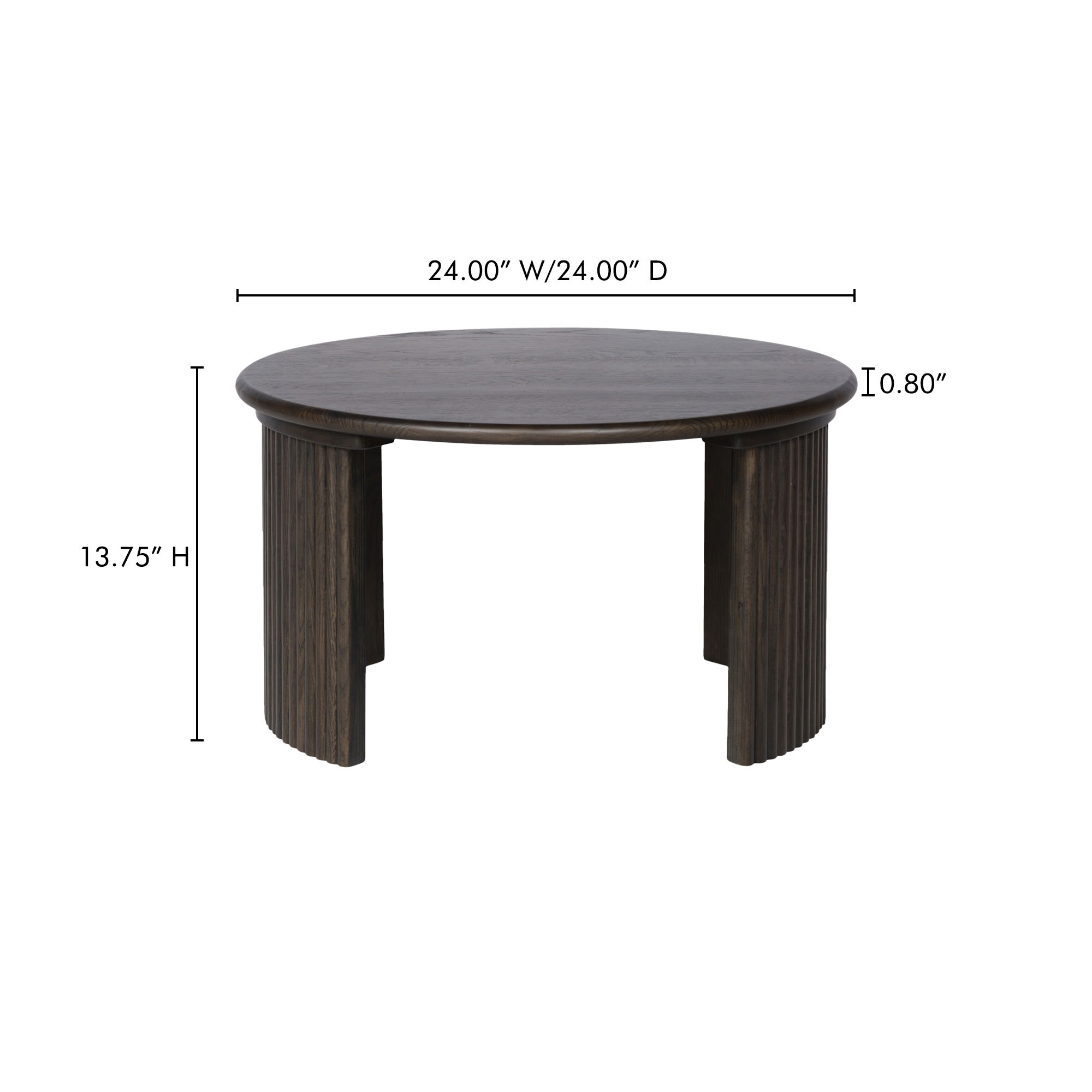 Penny Small Coffee Table Dark Brown, by Moe's Home, 24" width x 13.75" height x 24" depth View 14