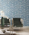 Ebru Swirls Blue Peel & Stick Wallpaper thumbnail 2