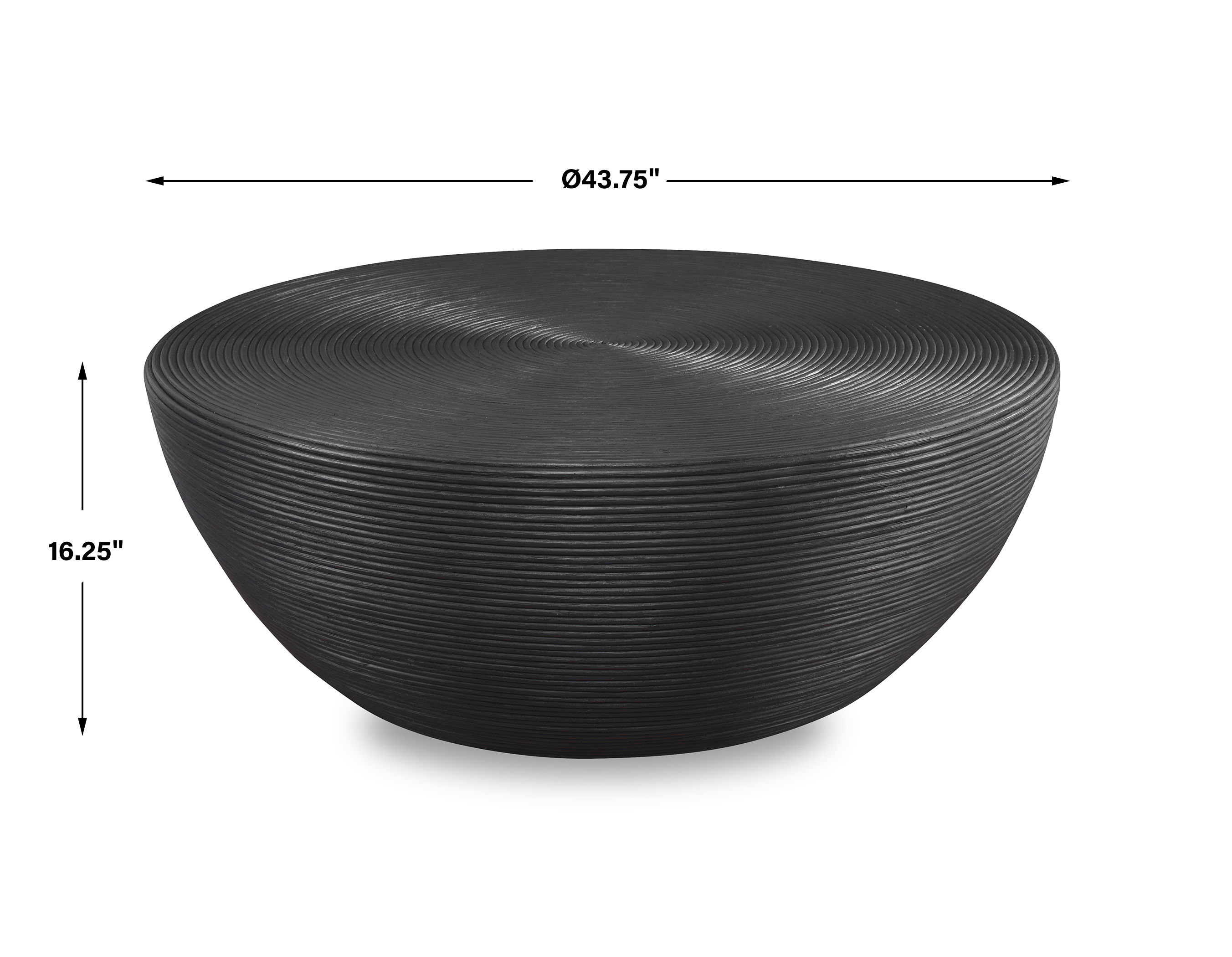 Bongo Black Rattan Coffee Table, Furniture by Uttermost, 43.75" width x 16.25" height x 43.75" depth View 3