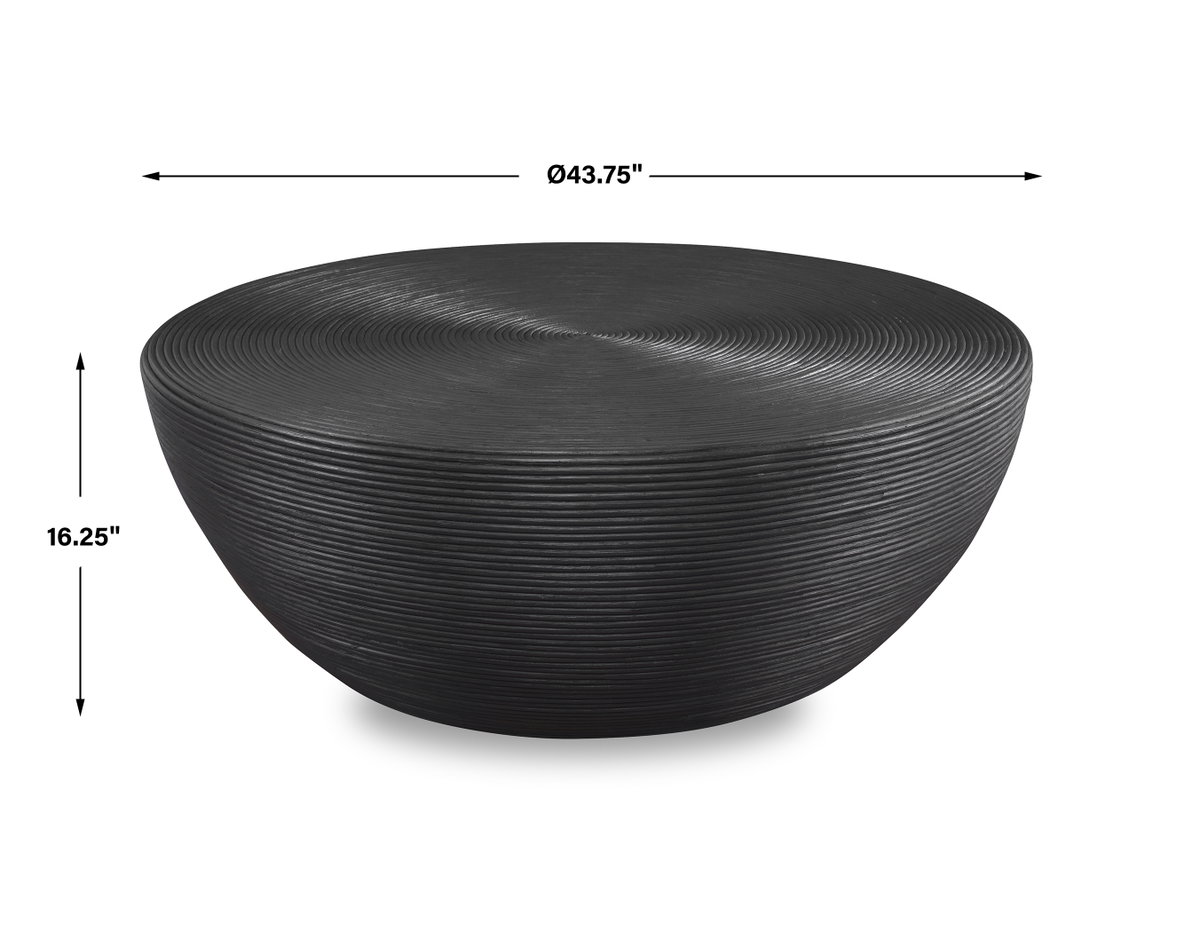 Bongo Black Rattan Coffee Table, by Uttermost, 43.75" width x 16.25" height x 43.75" depth View 3