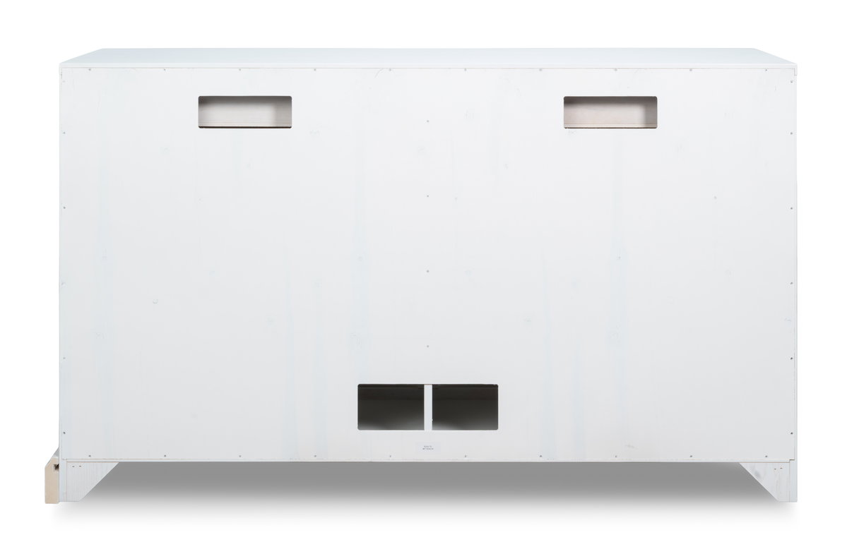 Center Media Base  Cortina White, by Sarreid, 1'8" length x 5'2" width x 3'1" height View 3