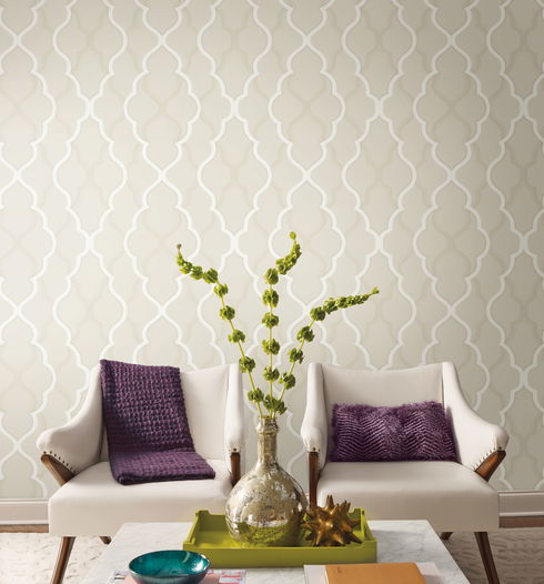 Double Damask Beige Wallpaper