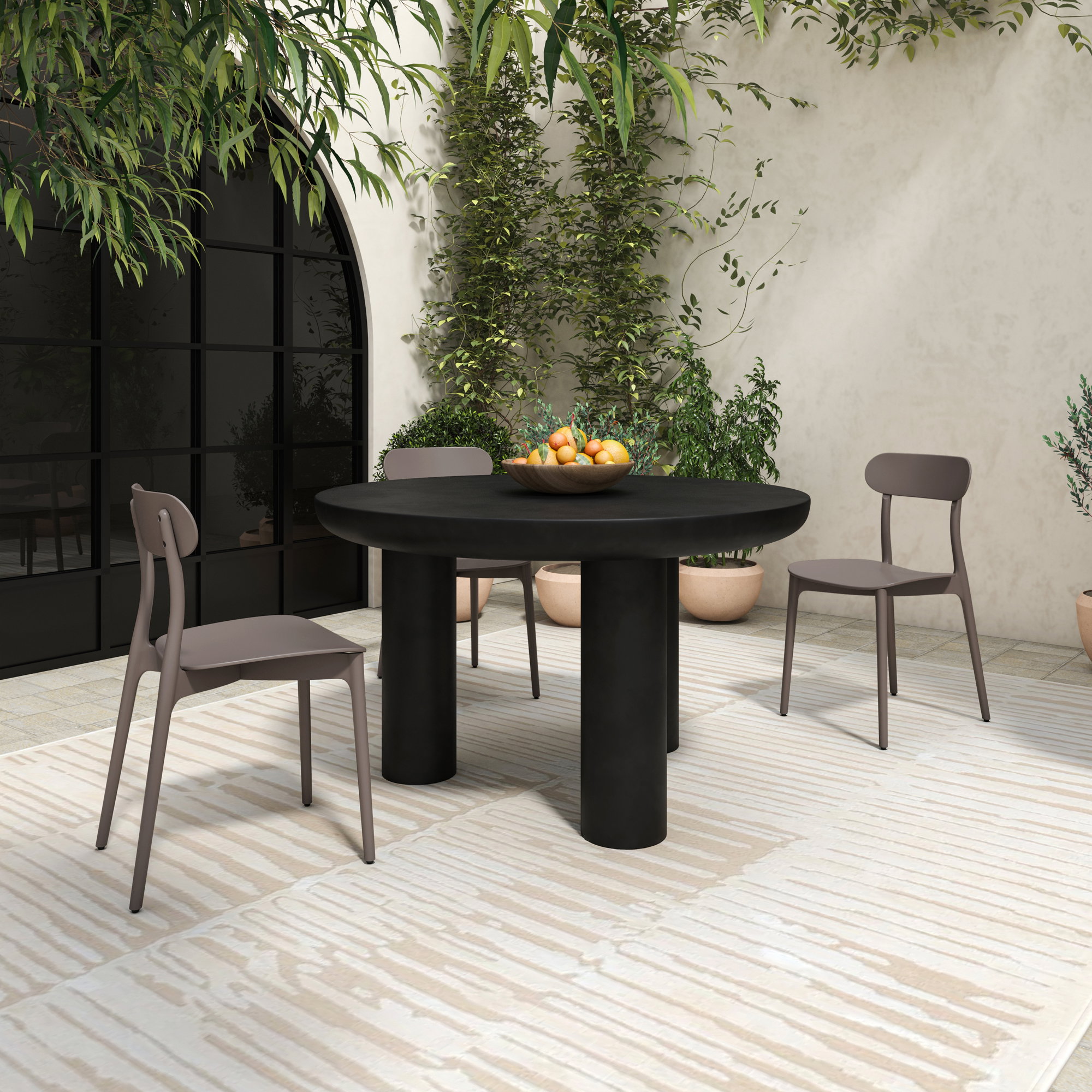 Kent Outdoor Dining Chair Taupe - Set Of Two, by Moe's Home, 16.75" width x 31" height x 20.5" depth View 8