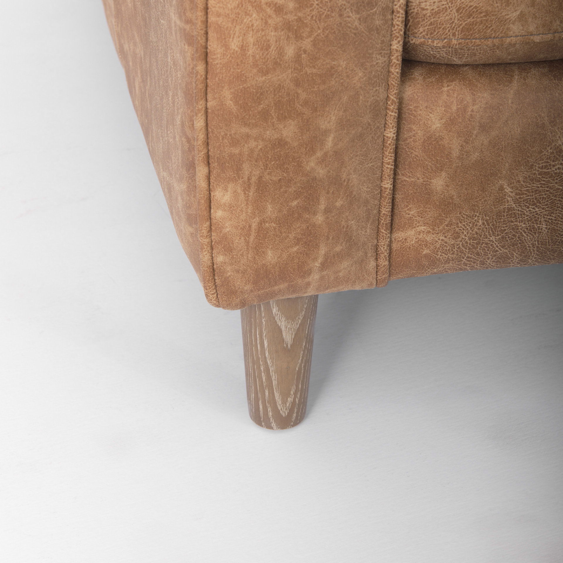 Loretta  Cognac Brown Faux Leather Three Seater Sofa with Two Bolster Cushions, Sofas & Sectional by Mercana, 87.99" length x 36.22" width x 33.86" height View 11