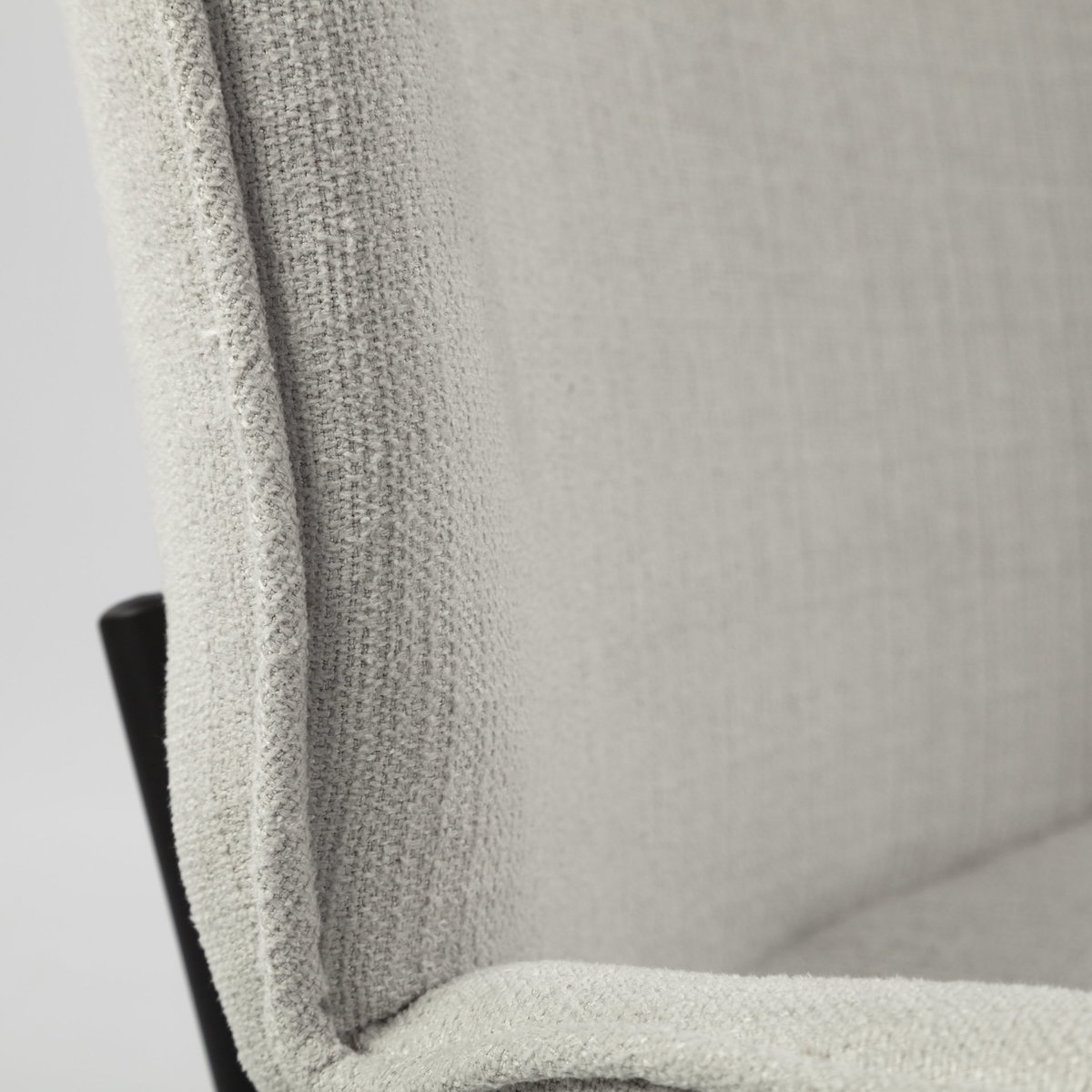 Inala Curved Back Dining Side Chair | White Fabric with Black Metal, Dining Chair by Mercana, 21.26" length x 25.59" width x 34.25" height View 13