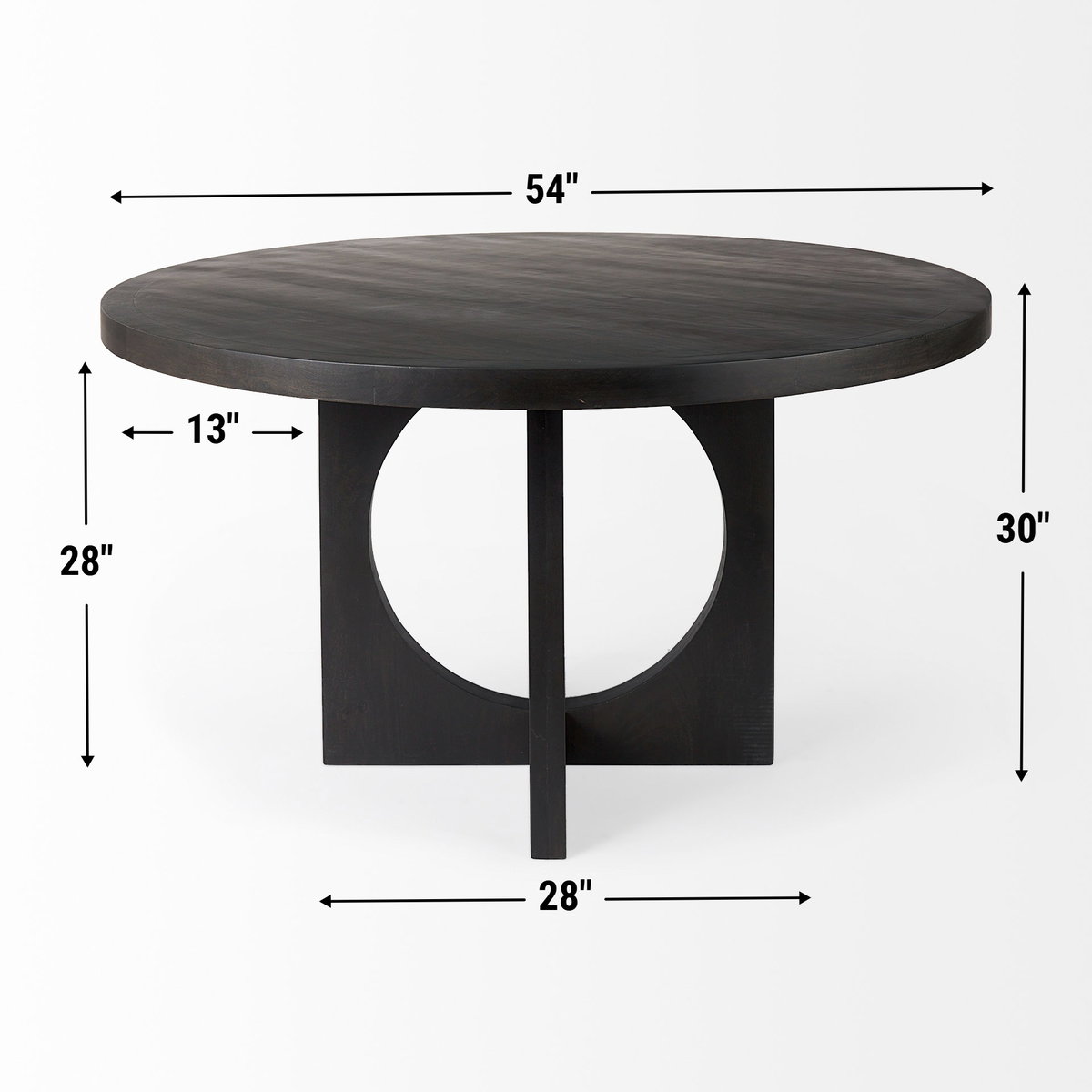 Liesl 54' Round Pedestal Dining Table | Modern | Black Wood | Seats 6, by Mercana, 54" length x 54" width x 30" height View 6