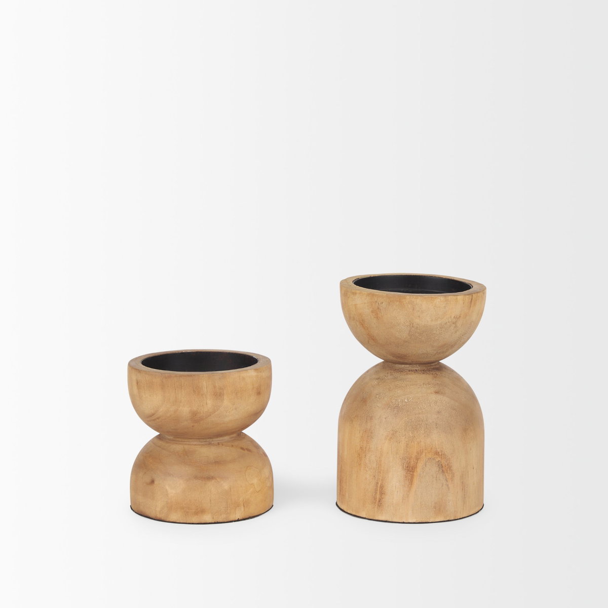 Aleena Wooden Candle Holder (Set of 2), Candles & Candle Holder by Mercana, 4.02" length x 4.02" width x 10.43" height View 4