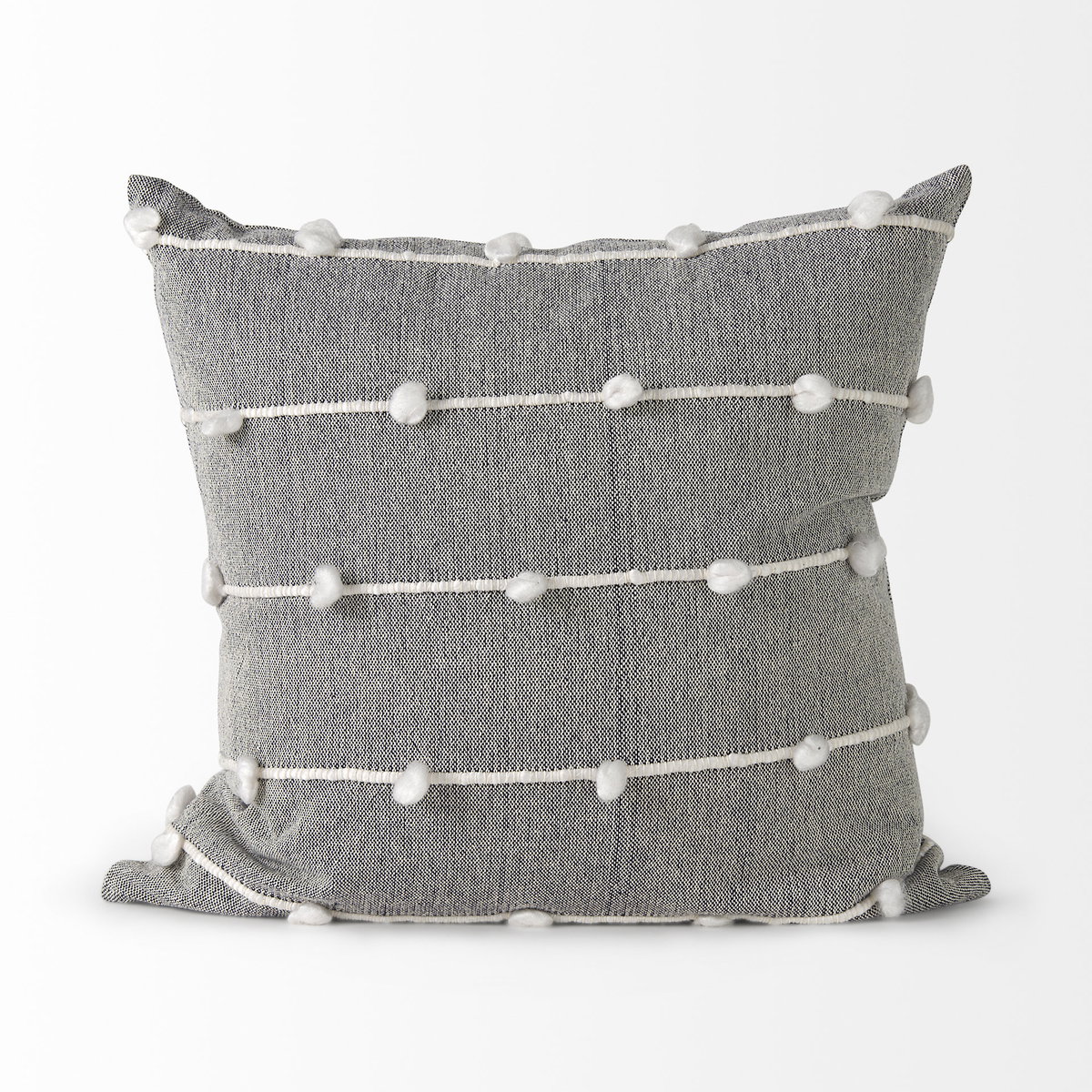 Linda 20x20 Navy And Cream With White Detail Pillow Cover, Decorative Pillow by Mercana, 20" length x 20" width x 0.2" height View 6
