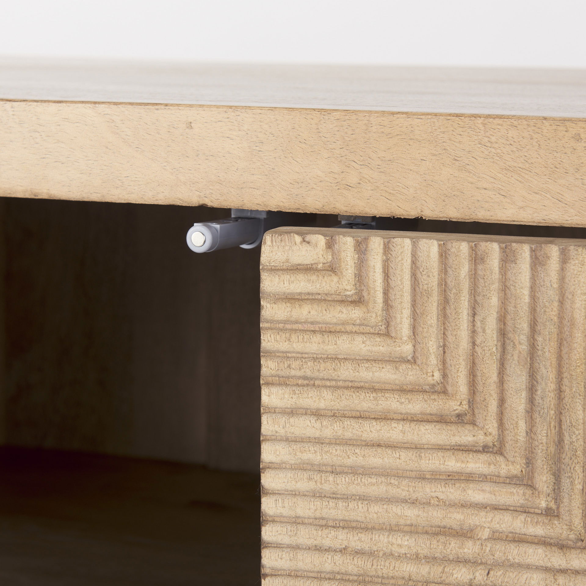 Cairo 78x19 Brown Solid Wood Black Metal Base 4 Door Cabinet Sideboard, Sideboards & Buffet by Mercana, 78" length x 19.5" width x 28" height View 9