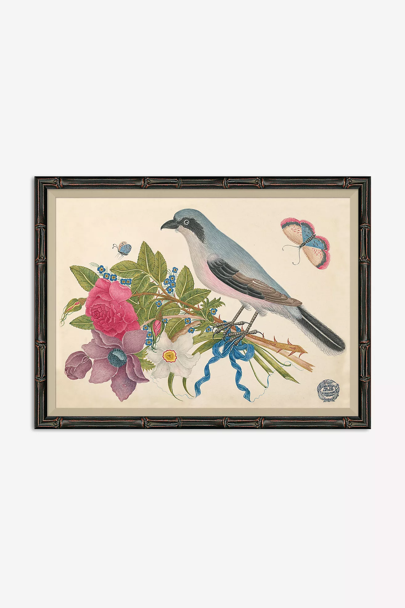 Online Designer Living Room 18th Century Floral Bouquets with Birds Wall Art
