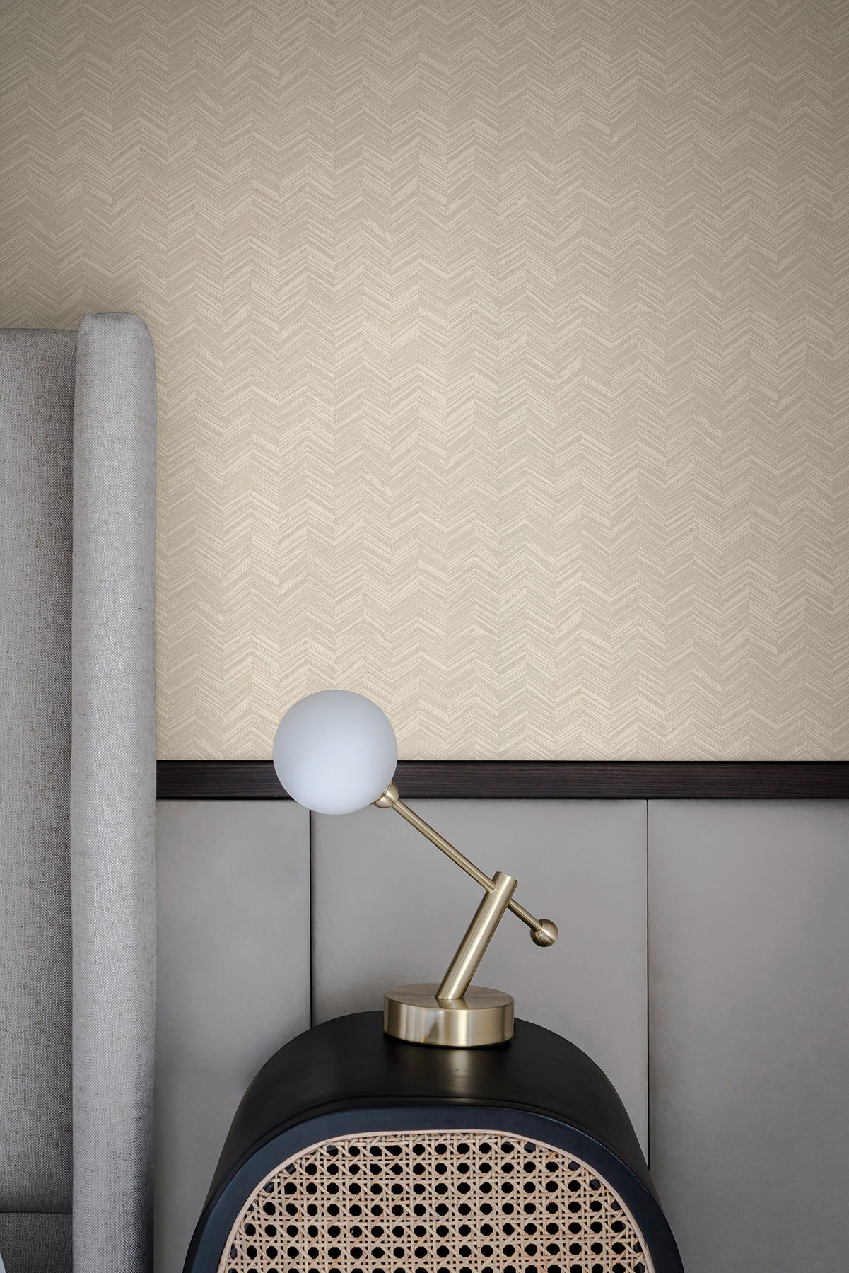 Raised Chevron Beige Wallpaper, by York Wall, 33' length x 1'8.9" width x 0.02" depth View 2
