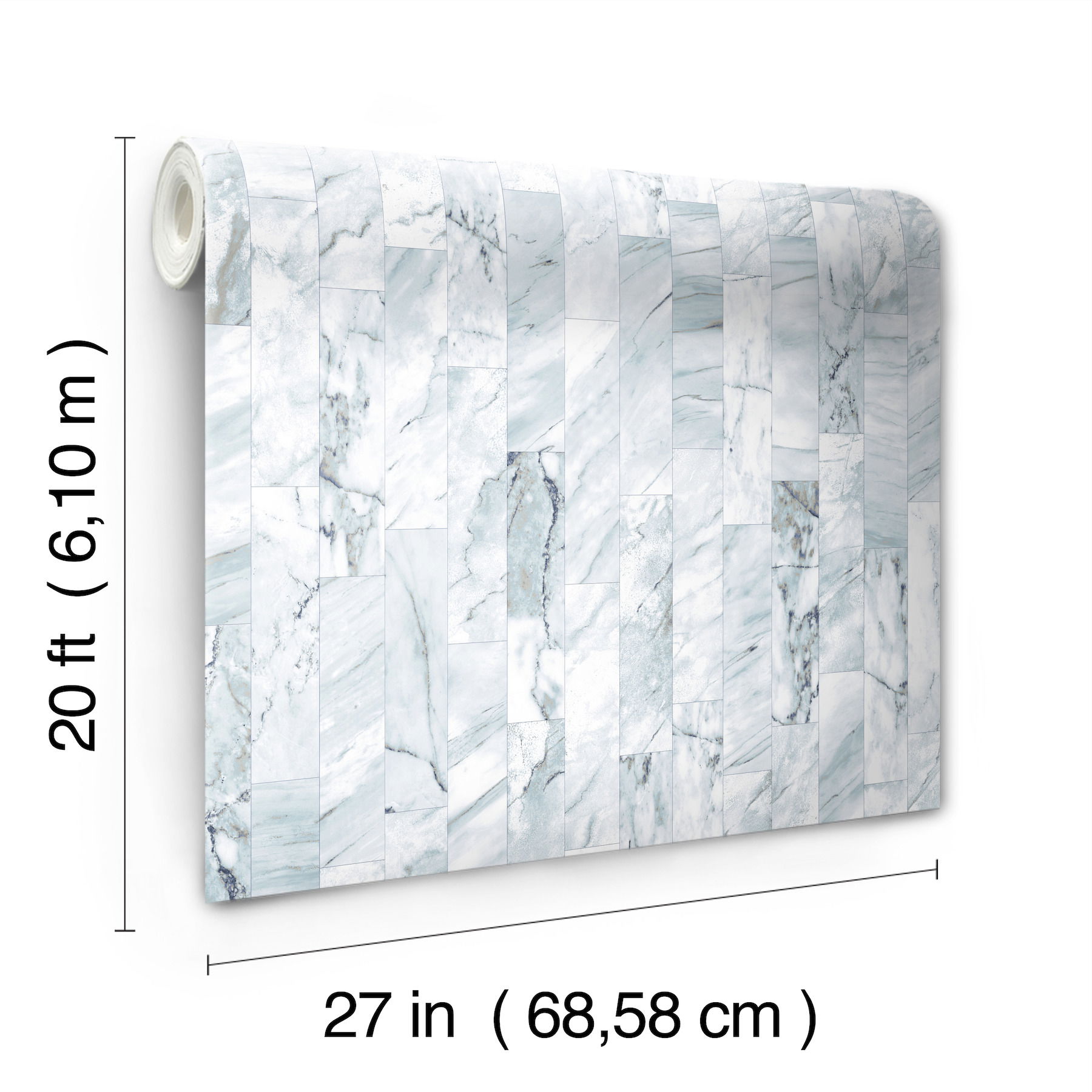Marble Planks Light Blue Peel & Stick Wallpaper large image 