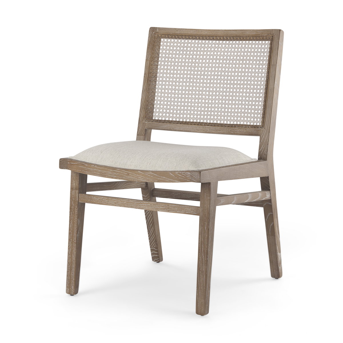 Wynn Cane Back Dining Side Chair | Fabric with Brown Wood, Dining Chair by Mercana, 20.47" length x 24.61" width x 34.06" height View 1