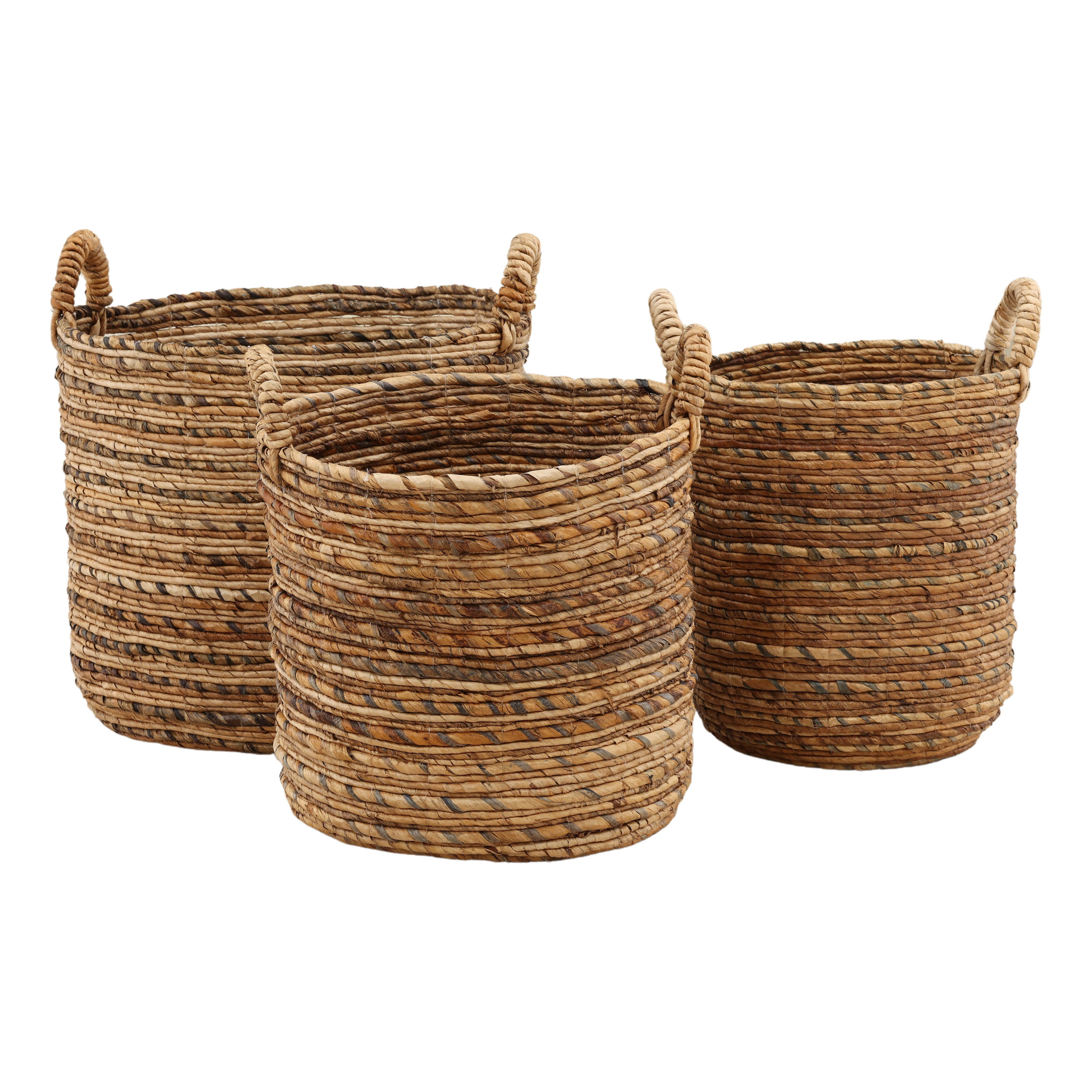 Milos Basket Set of 3 Natural, Bins & Basket by Dovetail, 19.68" width x 17.71" height x 19.68" diameter x 19.68" depth View 3