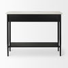 Amika White Marble Top Black Metal Base Console Table, by Mercana, 44" length x 12" width x 32" height thumbnail 6