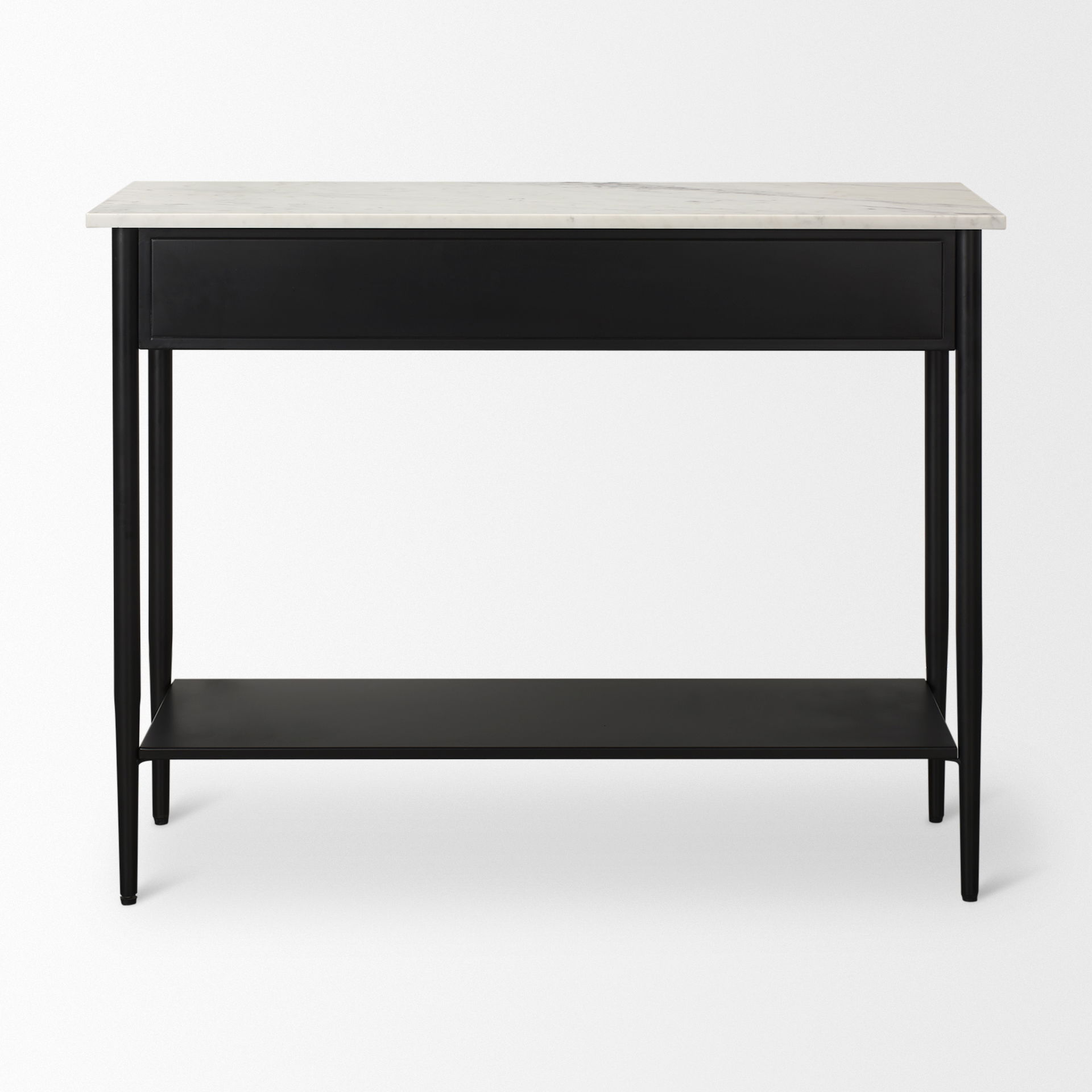 Amika White Marble Top Black Metal Base Console Table large image 
