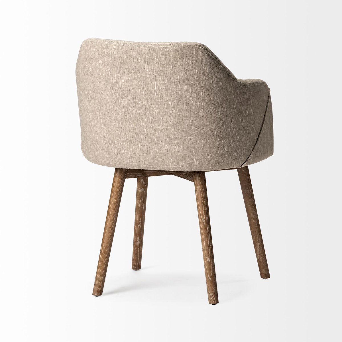 Ronald Curved Back Dining Side Chair | Cream Fabric with Brown Wood, Dining Chair by Mercana, 23.25" length x 21.75" width x 32.25" height View 5