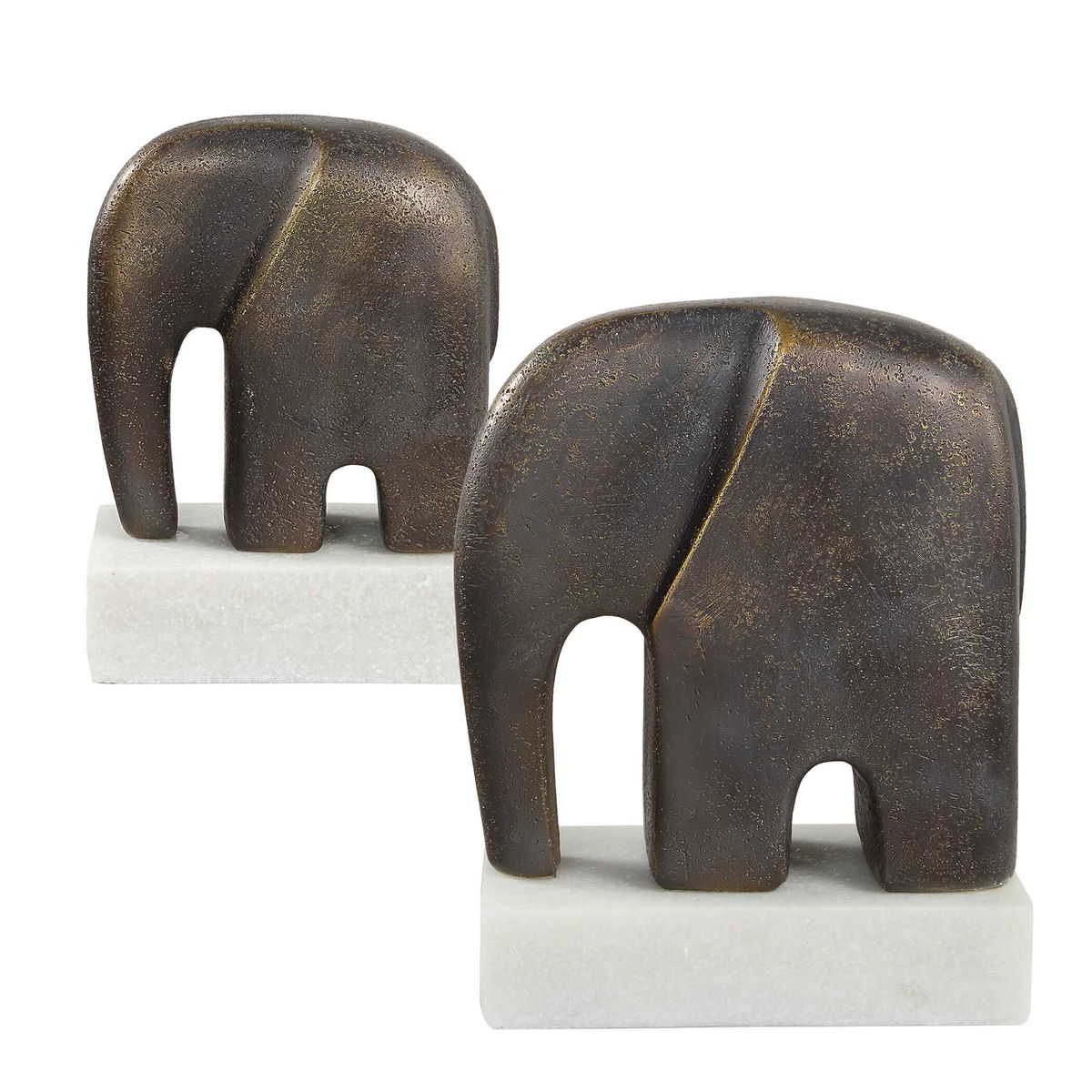 Timeless Tusk Bronze Sculptures Set/2, Figurines & Statue by Uttermost, 7.4" width x 9.06" height x 3.94" depth View 4
