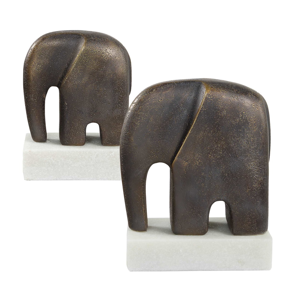 Timeless Tusk Bronze Sculptures Set/2, Figurines & Statue by Uttermost, 7.4" width x 9.06" height x 3.94" depth View 4