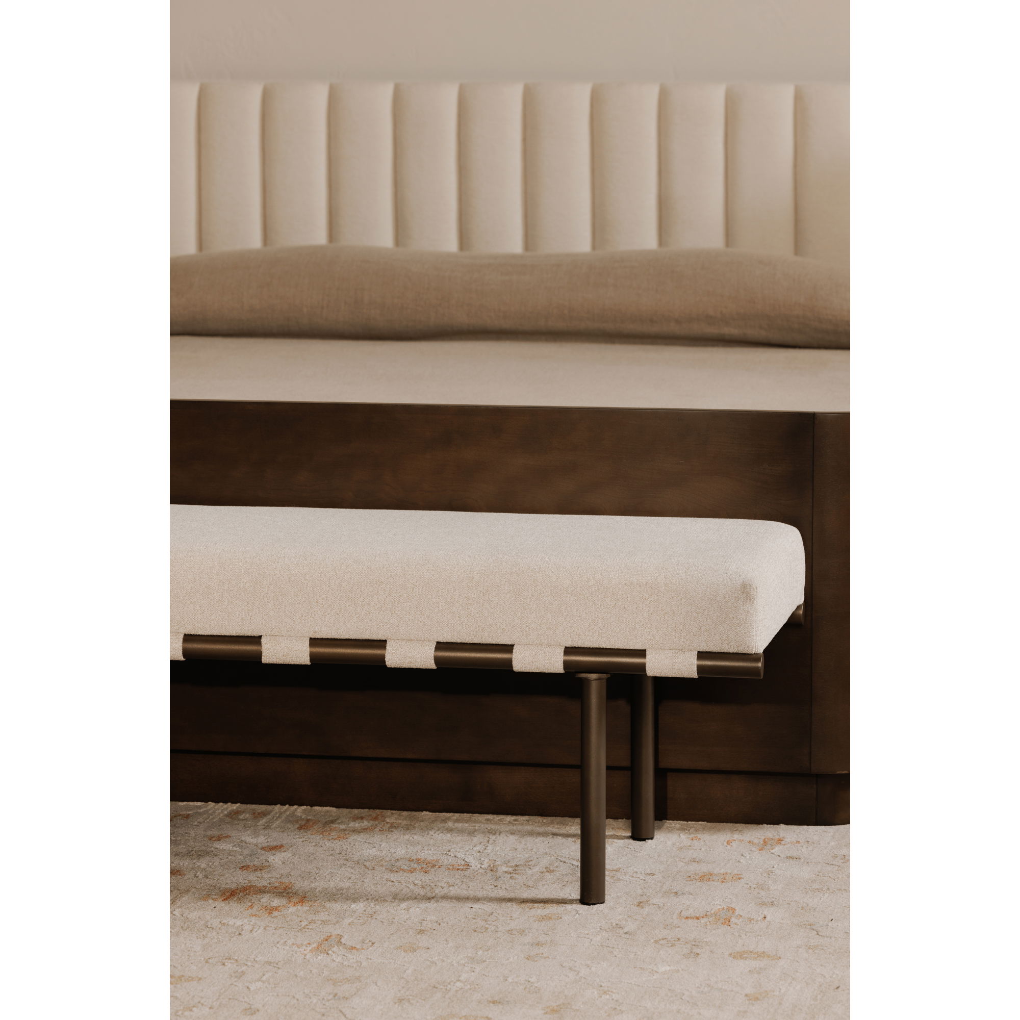 Carson Dining Bench Beige, Benche by Moe's Home, 69" width x 20" height x 18" depth View 5