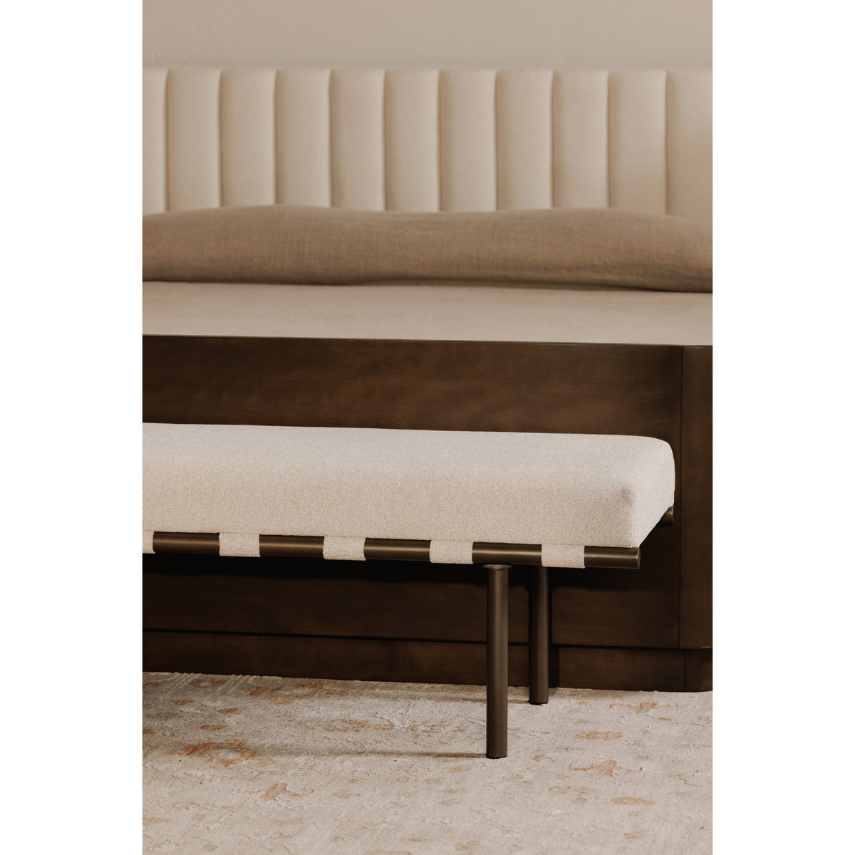 Carson Dining Bench Beige, Benche by Moe's Home, 69" width x 20" height x 18" depth View 5