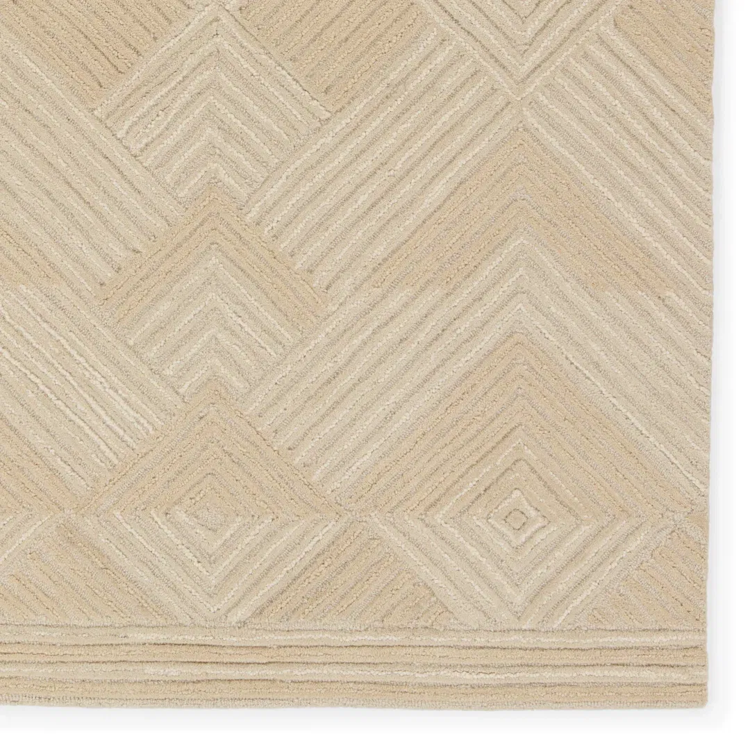 Handmade Tufted Wool Area Rug in Beige large image 