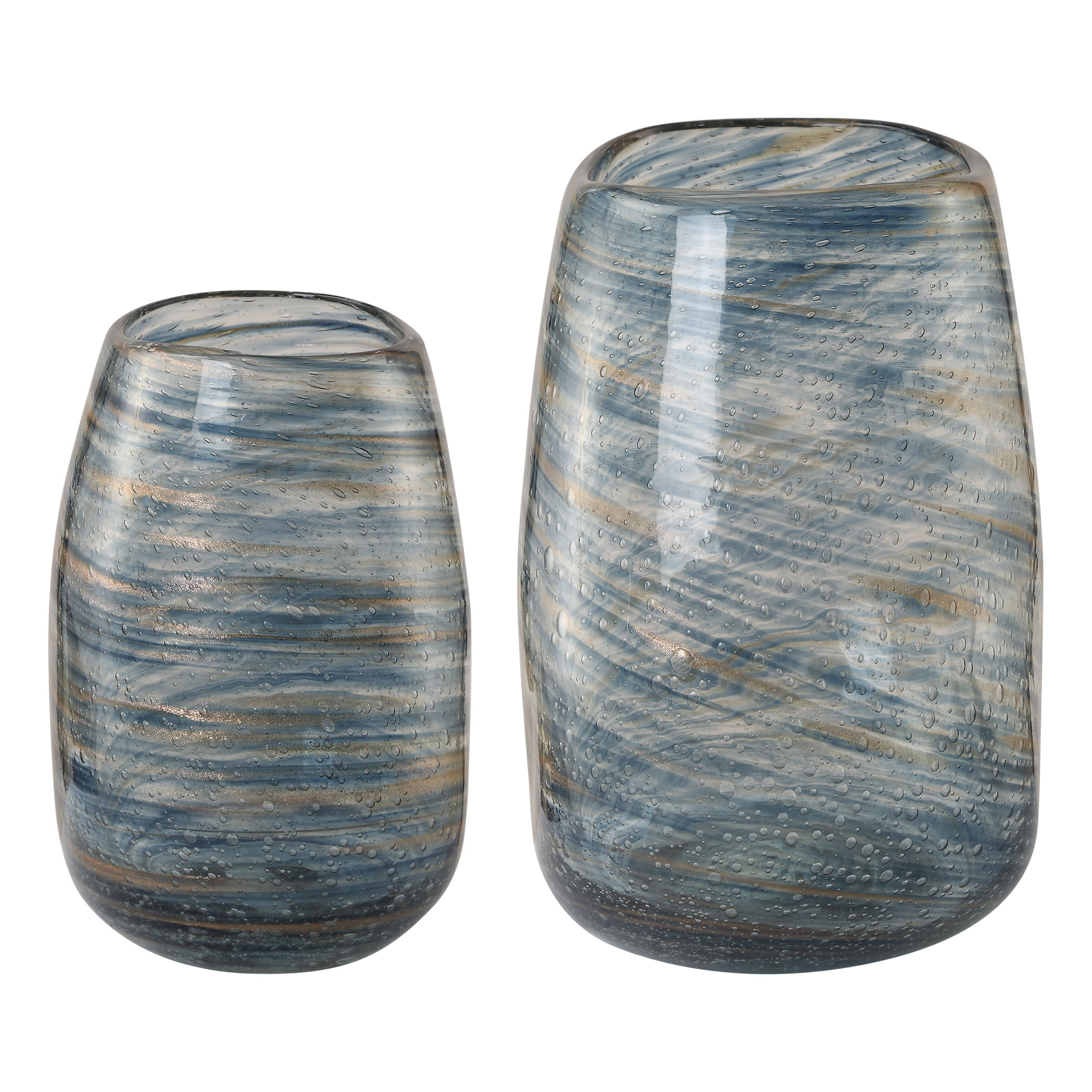 Aurora Swirl Glass Vases, S/2 large image 