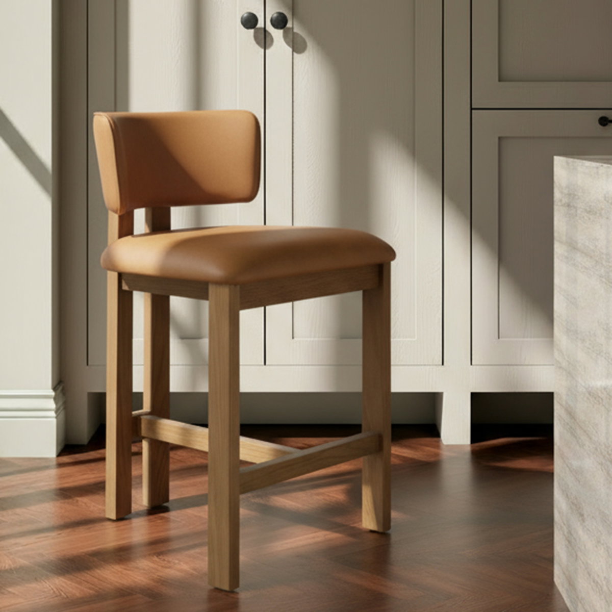 Morel Counter Stool Brown Leather, Counter & Bar Stool by Moe's Home, 21.25" width x 35.43" height x 22.04" depth View 8