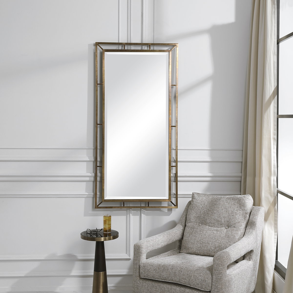 Farrow Copper Industrial Mirror, by Uttermost, 2'4" width x 4'7.9" height x 1.97" depth View 2
