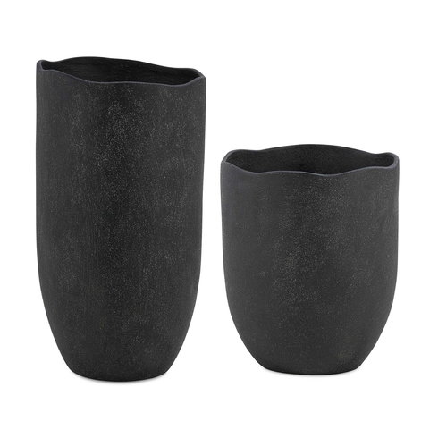 Komorebi Indoor-Outdoor Black Vases Set/2