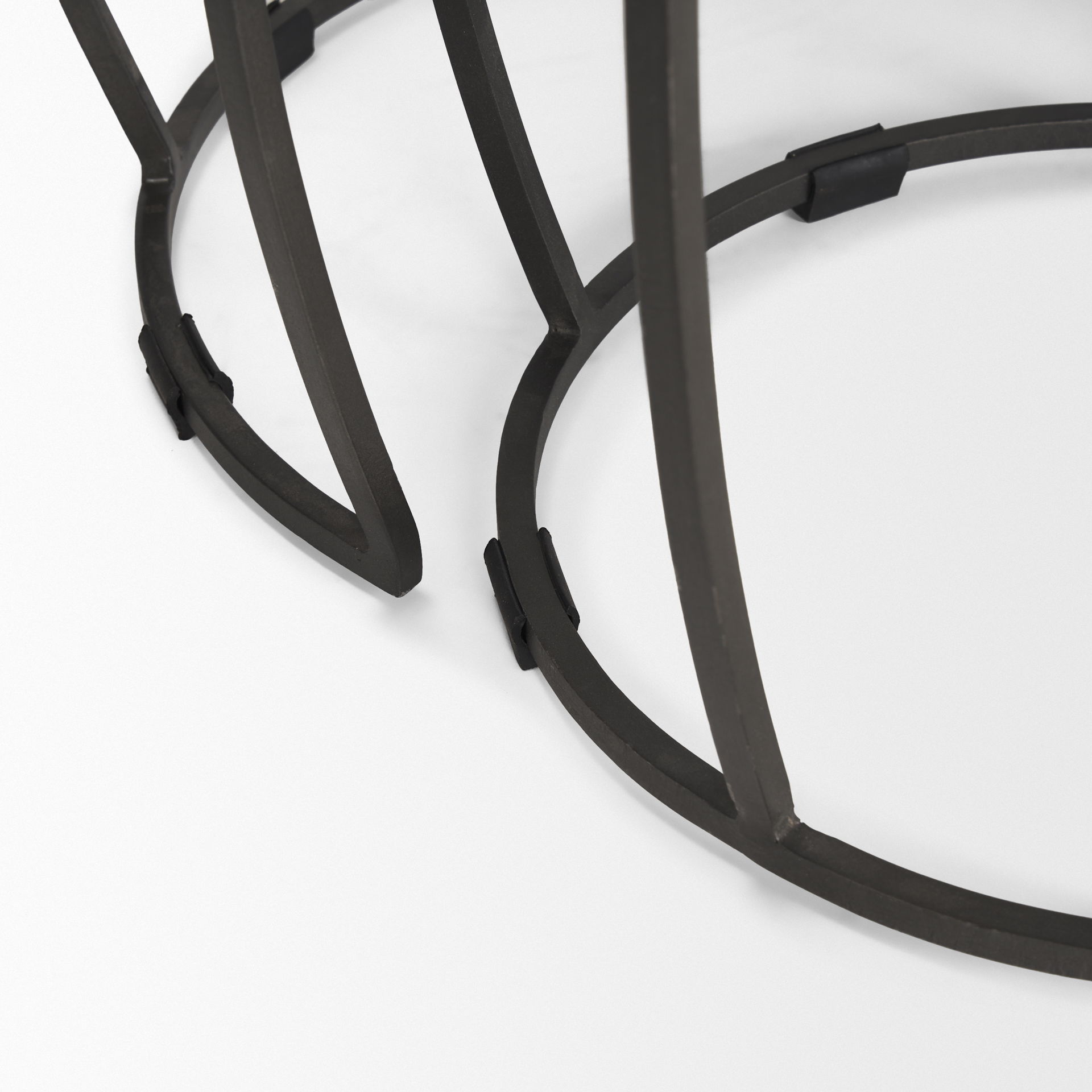 Clapp Round Light Brown with White Wash Wood and Silver Metal Nesting Accent Tables (Set of 2), Side & End Table by Mercana, 19" length x 19" width x 26" height View 10