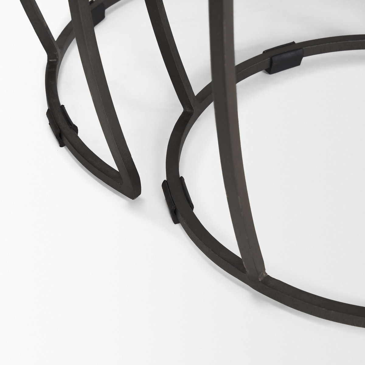 Clapp Round Light Brown with White Wash Wood and Silver Metal Nesting Accent Tables (Set of 2), Side & End Table by Mercana, 19" length x 19" width x 26" height View 10