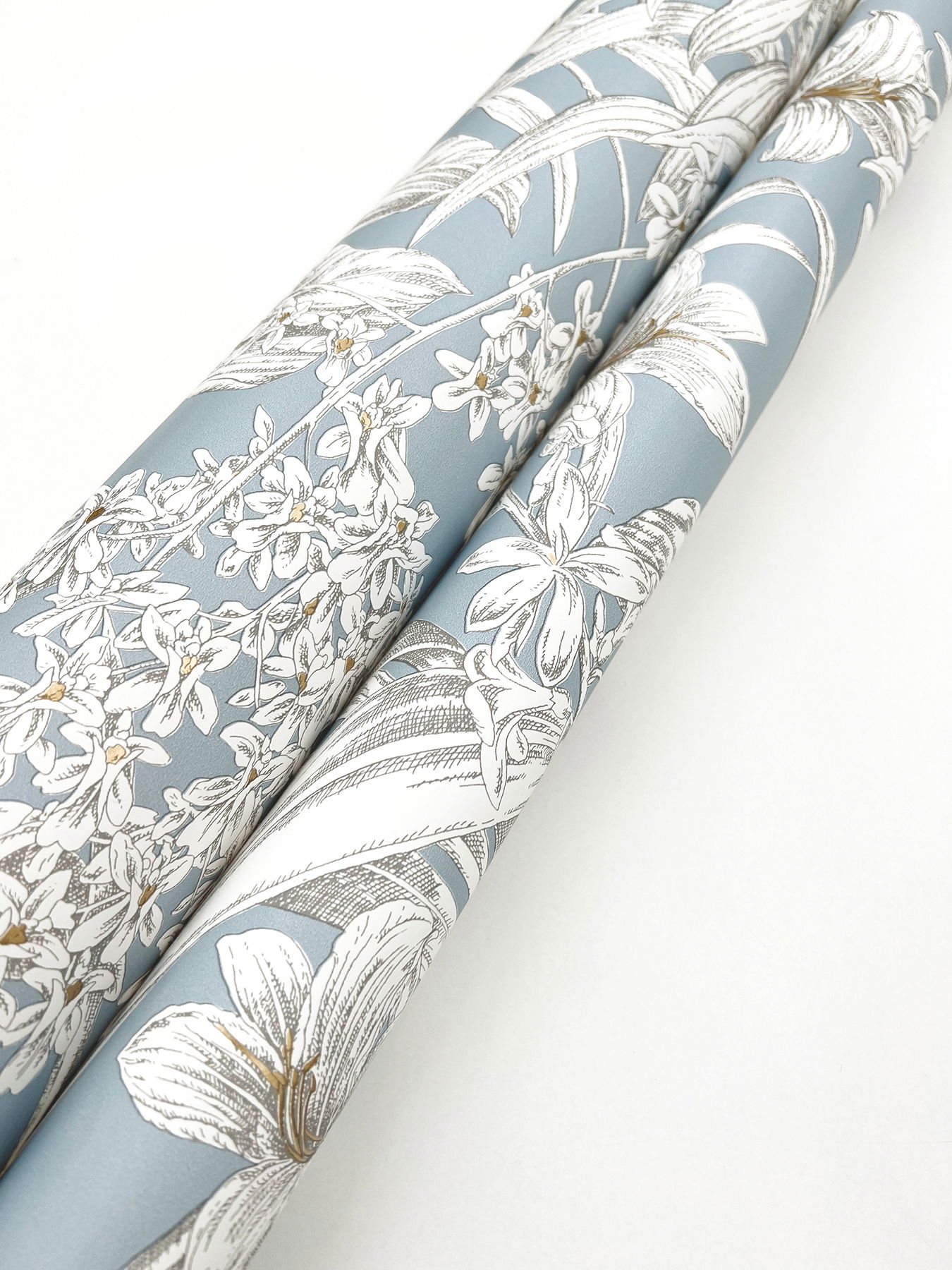 Orchid Conservatory Toile Blue & Taupe Wallpaper large image 