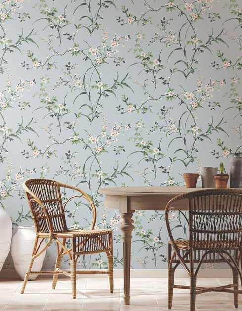 Blossom Branches Light Grey Wallpaper