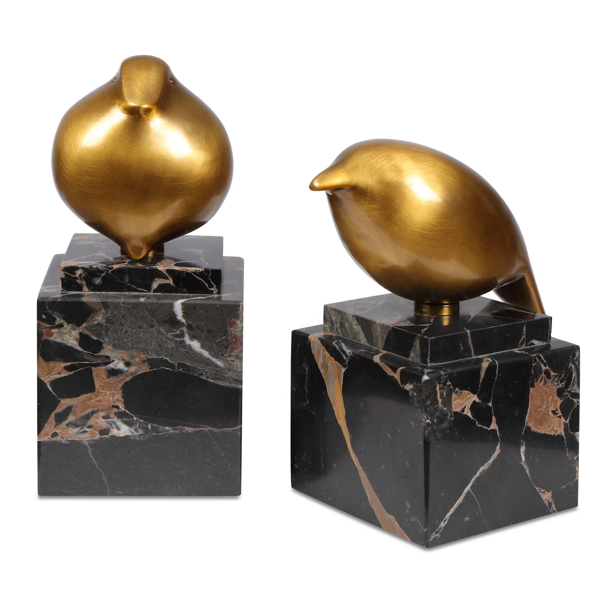 Golden Finch Bird Figurines Set/2, Decorative by Uttermost, 3" width x 6.5" height x 3" depth View 1