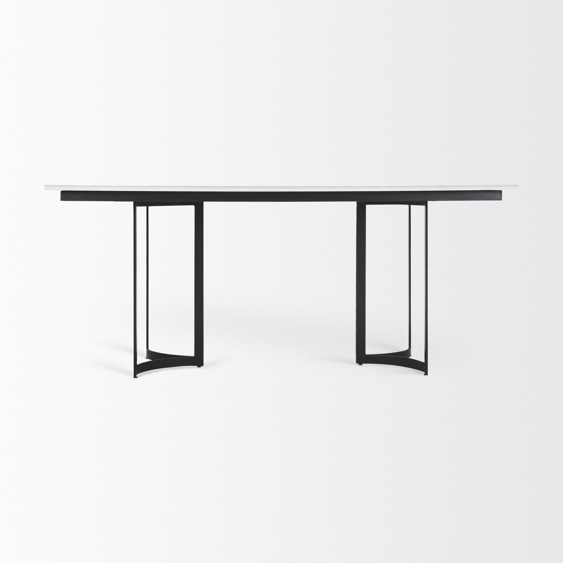 Tanner I 71L x 35W Rectangular White Marble with Metal Base Dining Table, by Mercana, 71" length x 35" width x 30" height View 5