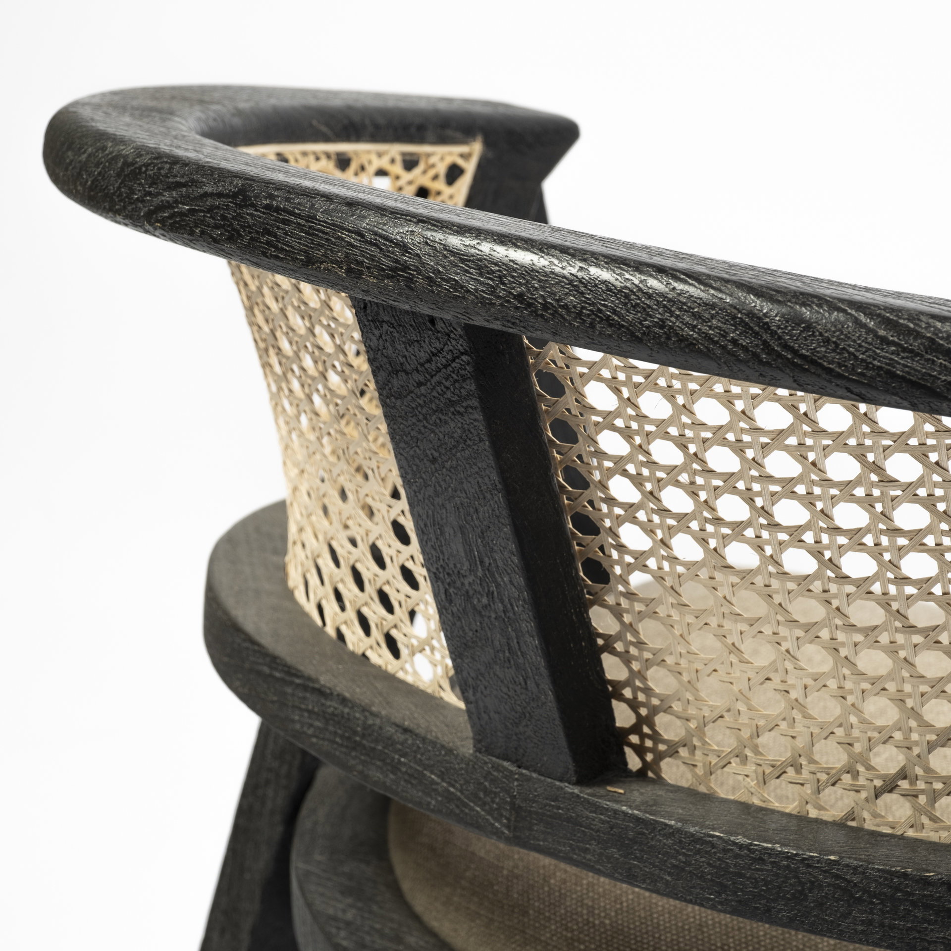 Tabitha I Black Wooden Frame Linen Wrap Seat Dining Chair, by Mercana, 23" length x 23" width x 30" height View 10