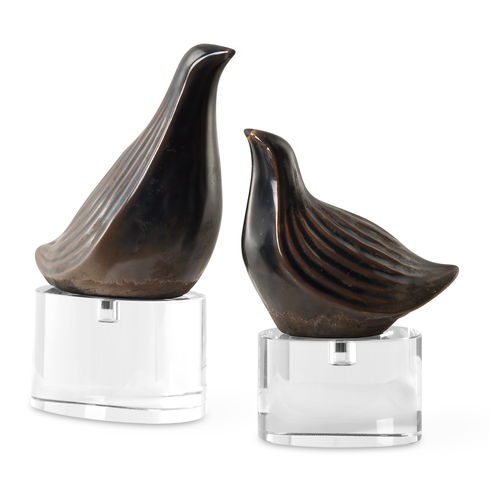 Nesting Bird Gray Sculptures, S/2
