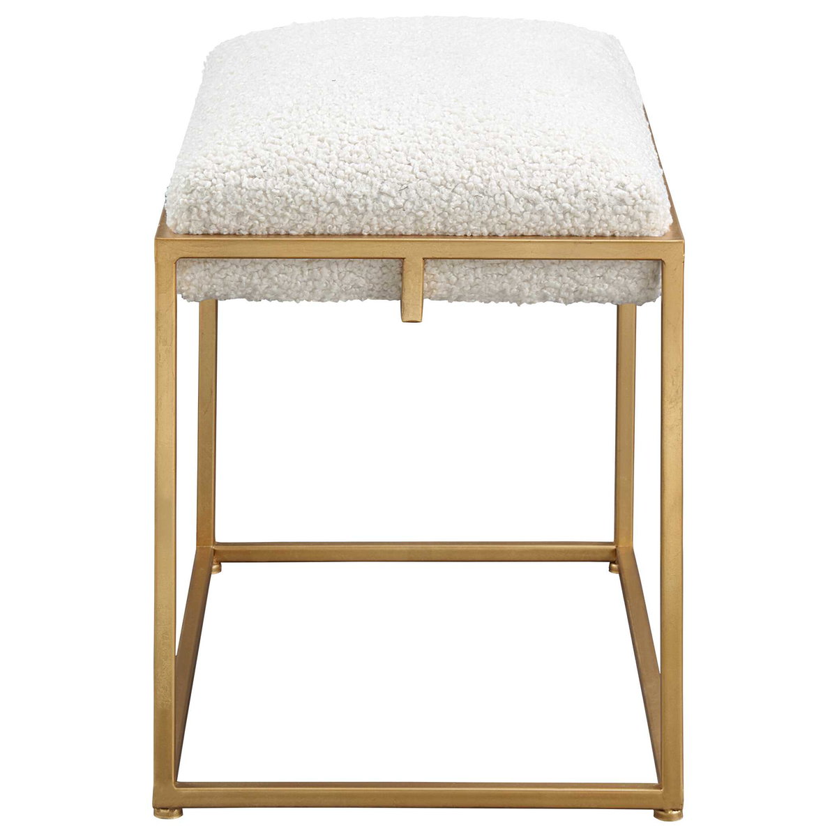 Paradox Small Gold & White Shearling Bench, Benche by Uttermost, 23.5" width x 20.75" height x 15.75" depth View 5