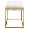 Paradox Small Gold & White Shearling Bench, Benche by Uttermost, 23.5" width x 20.75" height x 15.75" depth thumbnail 5