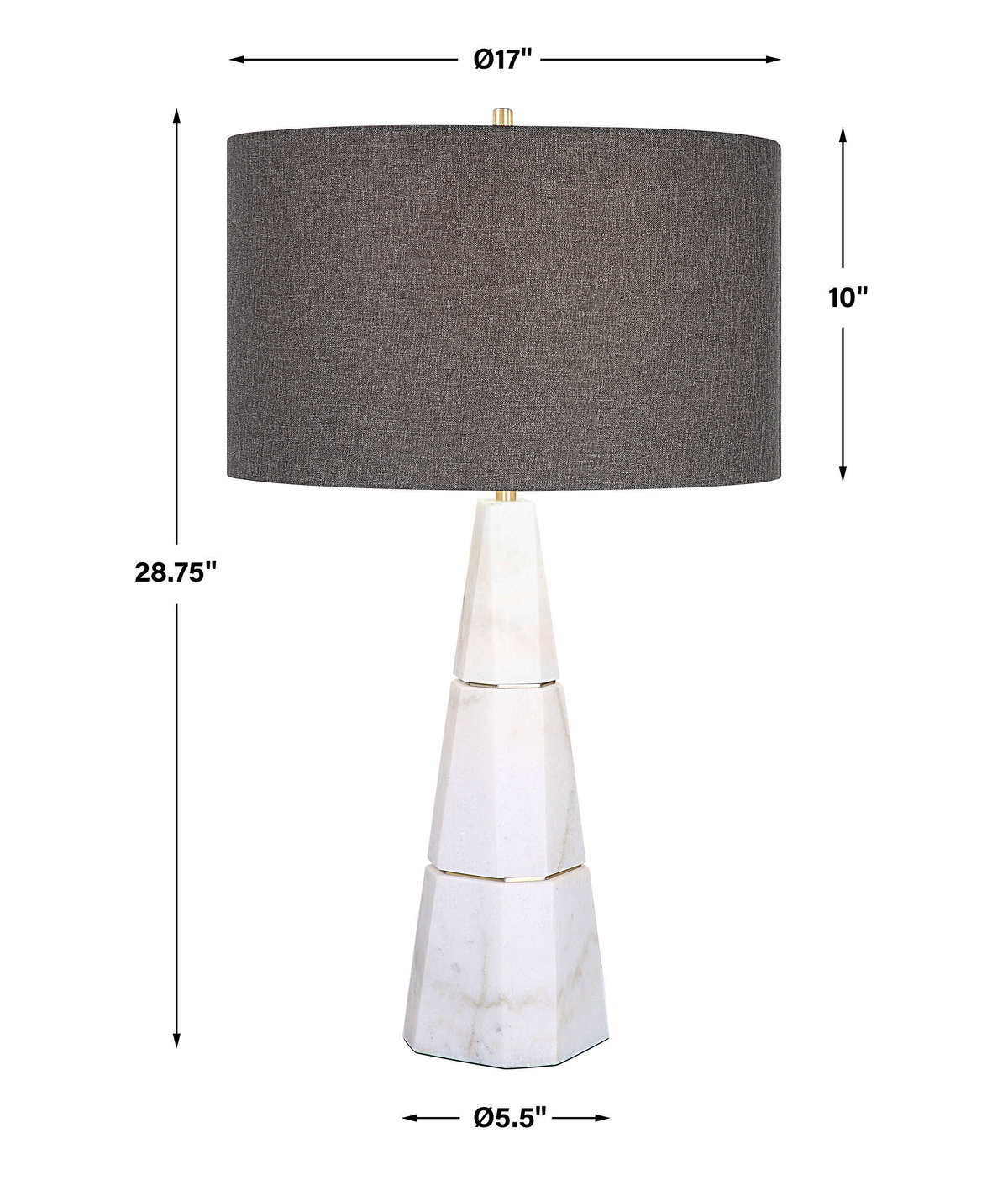 Citadel White Marble Table Lamp, by Uttermost, 17" width x 28.75" height x 17" depth View 3