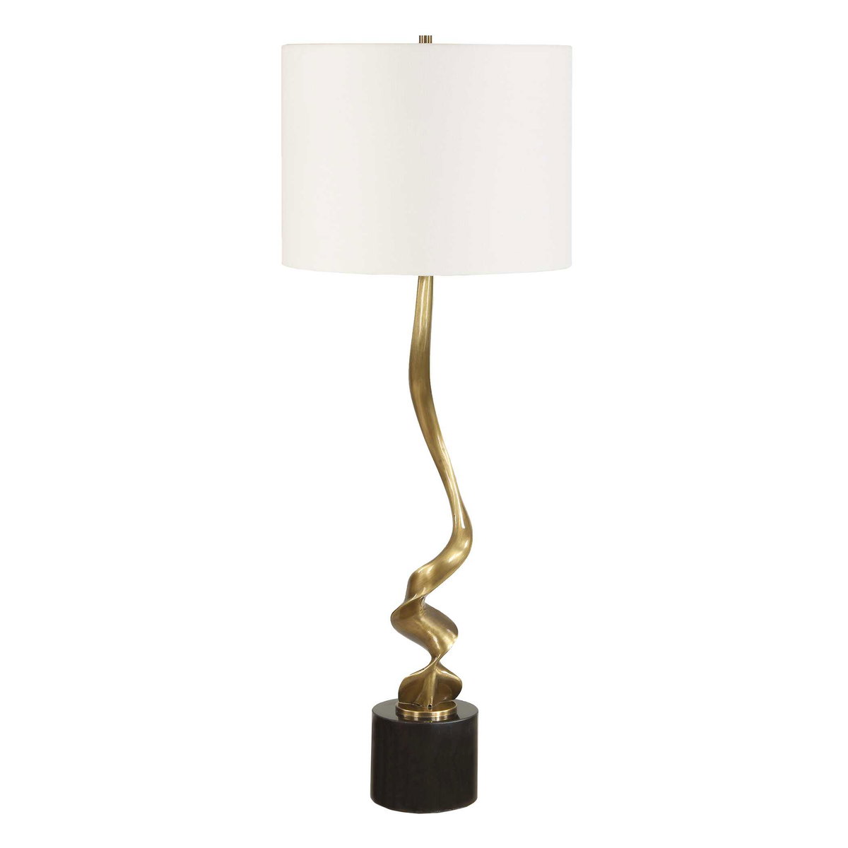 Spiraling Cordless Brass Buffet Lamp, Table Lamp by Uttermost, 13" width x 35" height x 13" depth View 4