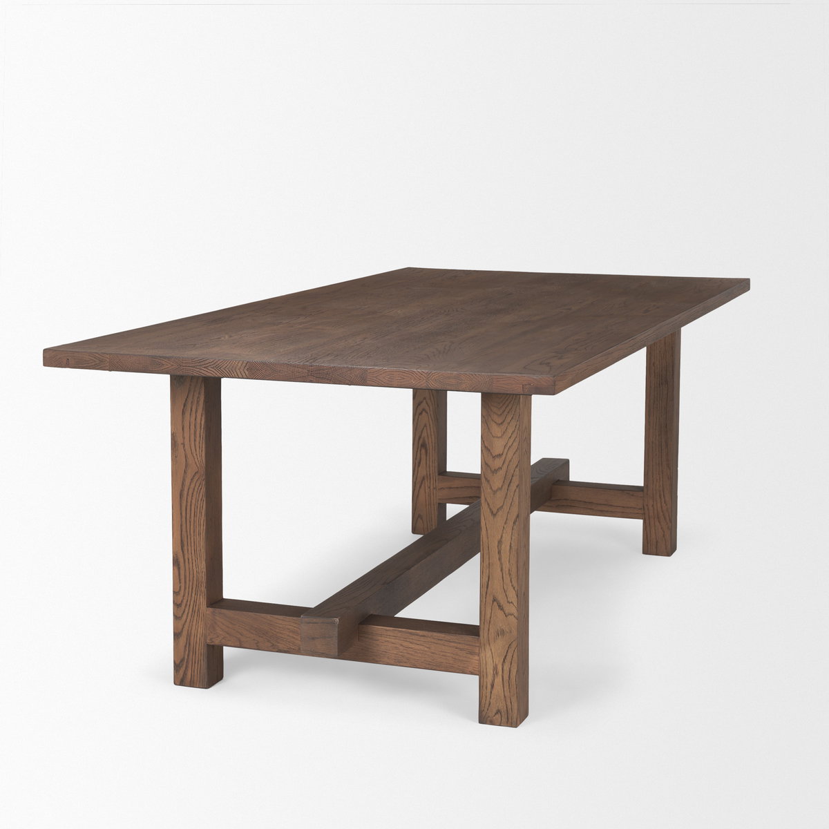 Suke 84'L x 42'W Rectangular Trestle Dining Table | Med Brown Wood | Seats 8, by Mercana, 84" length x 42" width x 30" height View 6