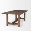Suke 84'L x 42'W Rectangular Trestle Dining Table | Med Brown Wood | Seats 8, by Mercana, 84" length x 42" width x 30" height thumbnail 6