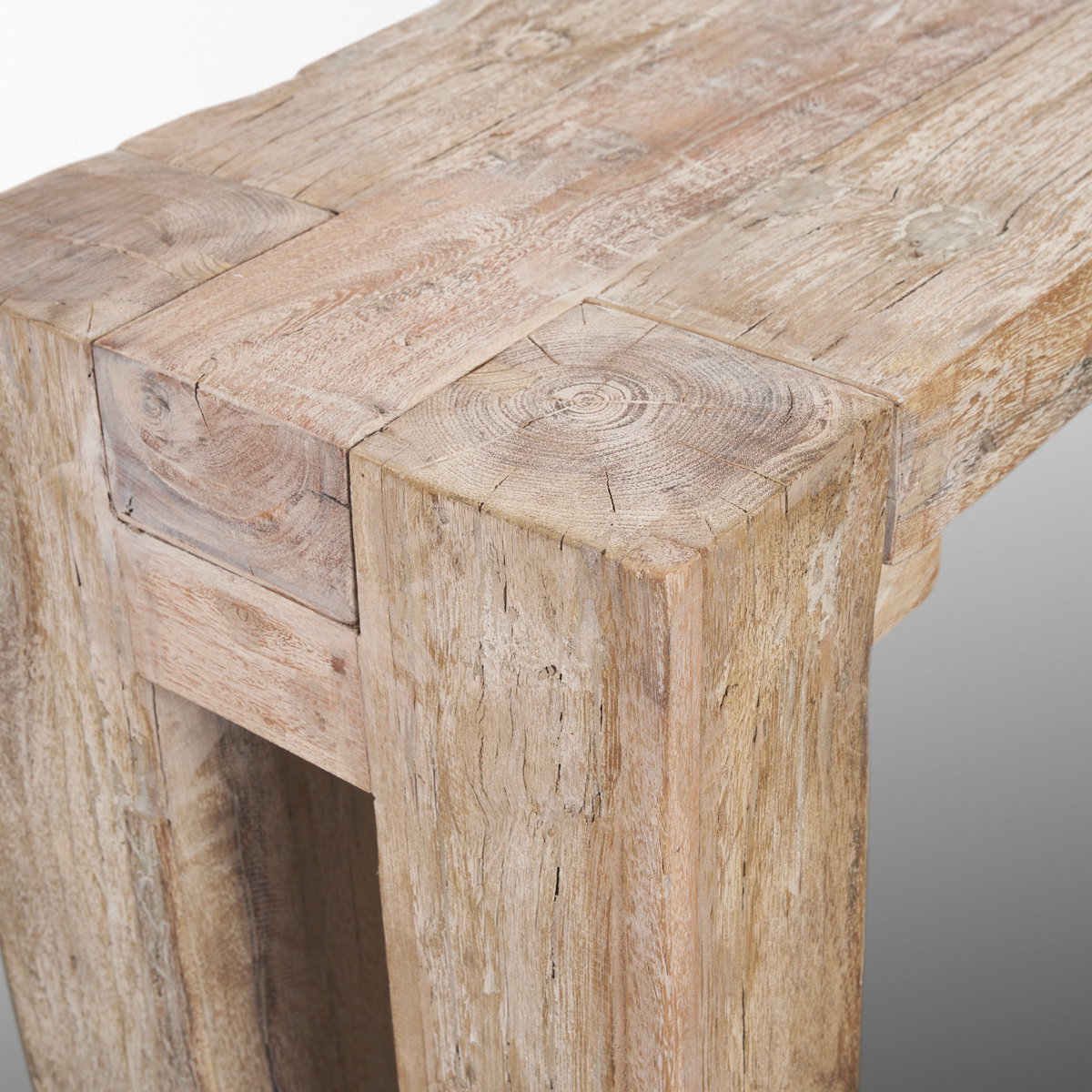 McArthur Whitewash Reclaimed Wood Console Table, by Mercana, 55" length x 16" width x 30" height View 10