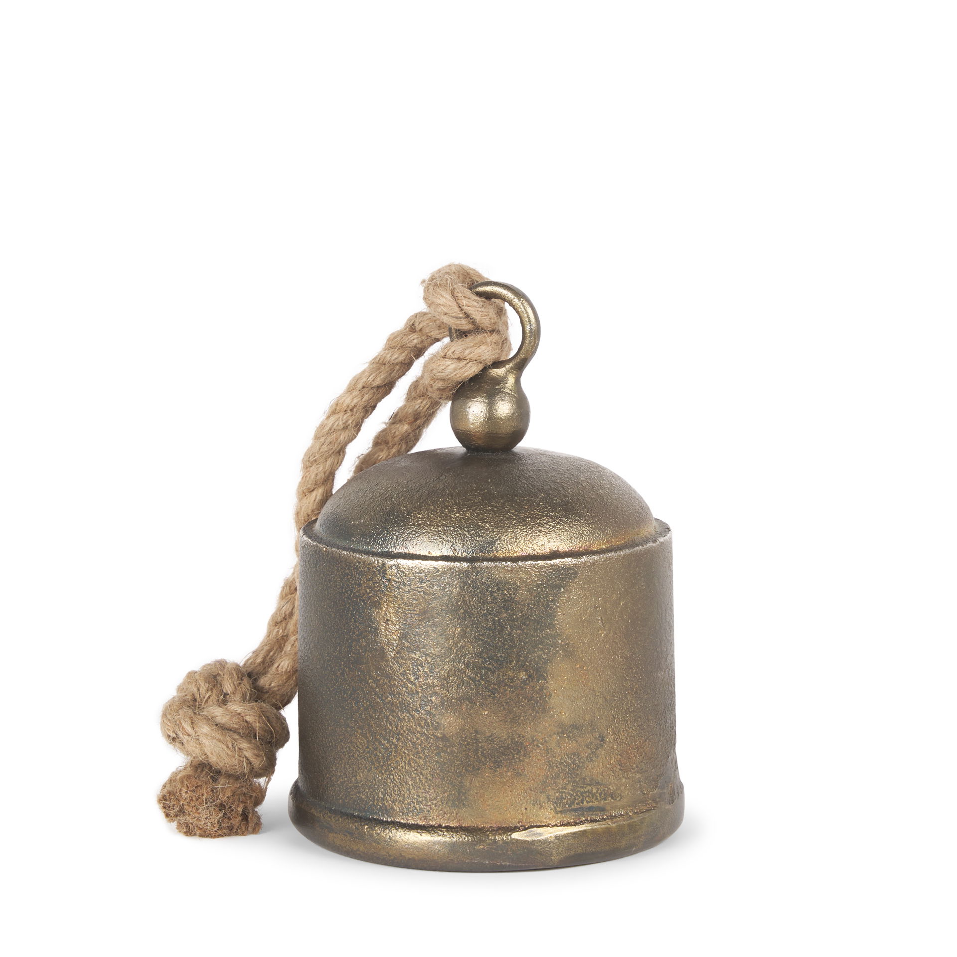Quincy Medium Gold Metal Decorative Bell Object, Decorative Object by Mercana, 4.75" length x 4.75" width x 7" height View 1