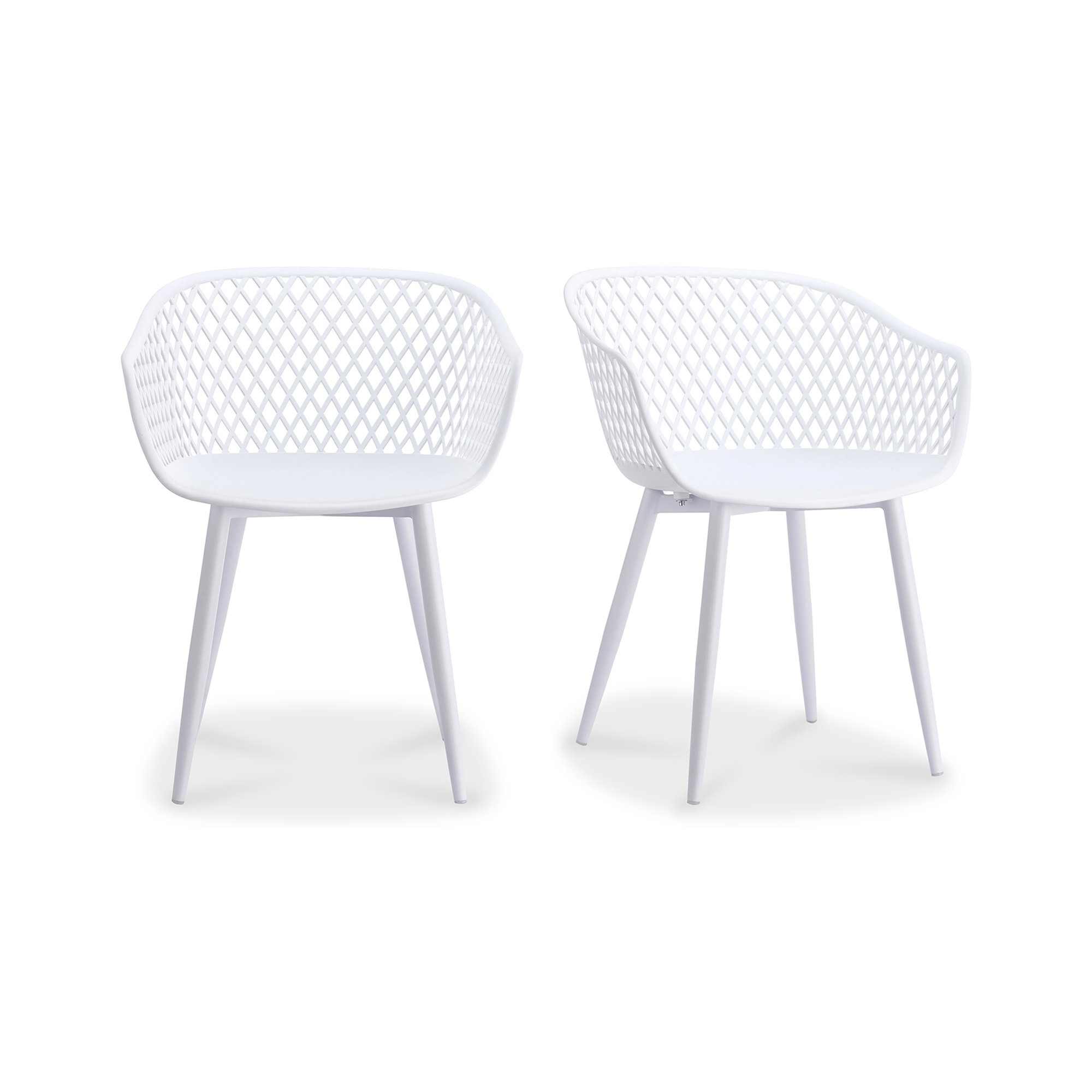 Piazza Outdoor Chair White - Set Of Two, Dining Chair by Moe's Home, 23.5" width x 31.5" height x 22.5" depth View 1