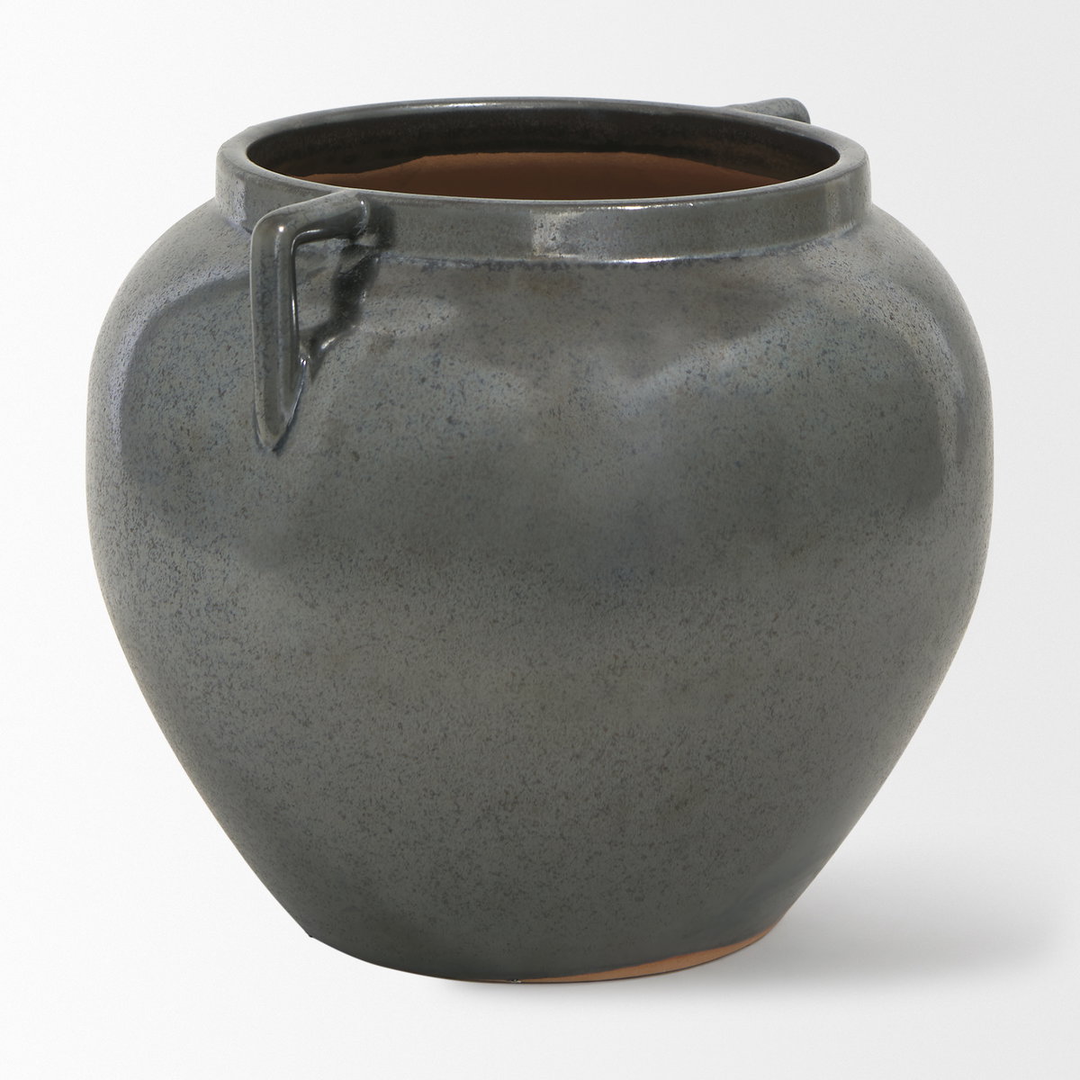 Kora Short Dark Metallic Double Ear Vase, by Mercana, 9.45" length x 9.45" width x 8.46" height View 4